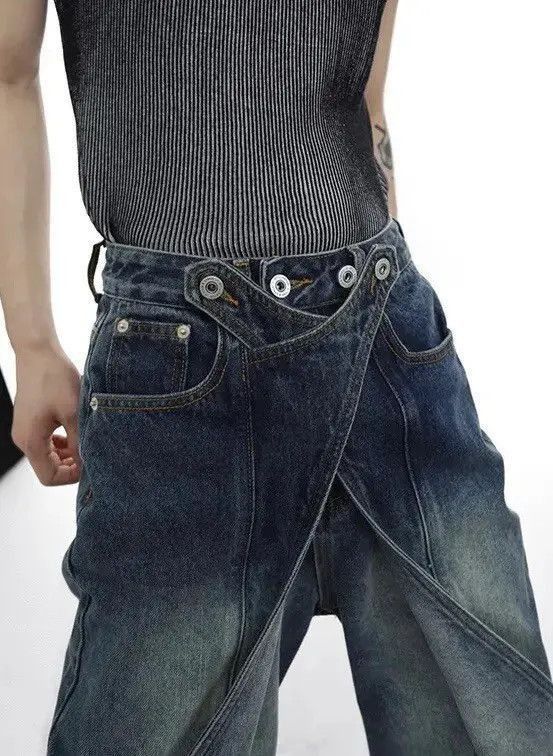 Japanese Brand Deconstruct Wide Leg Washed Jeans Pants y2k Size US 34 / EU 50 - 4 Thumbnail