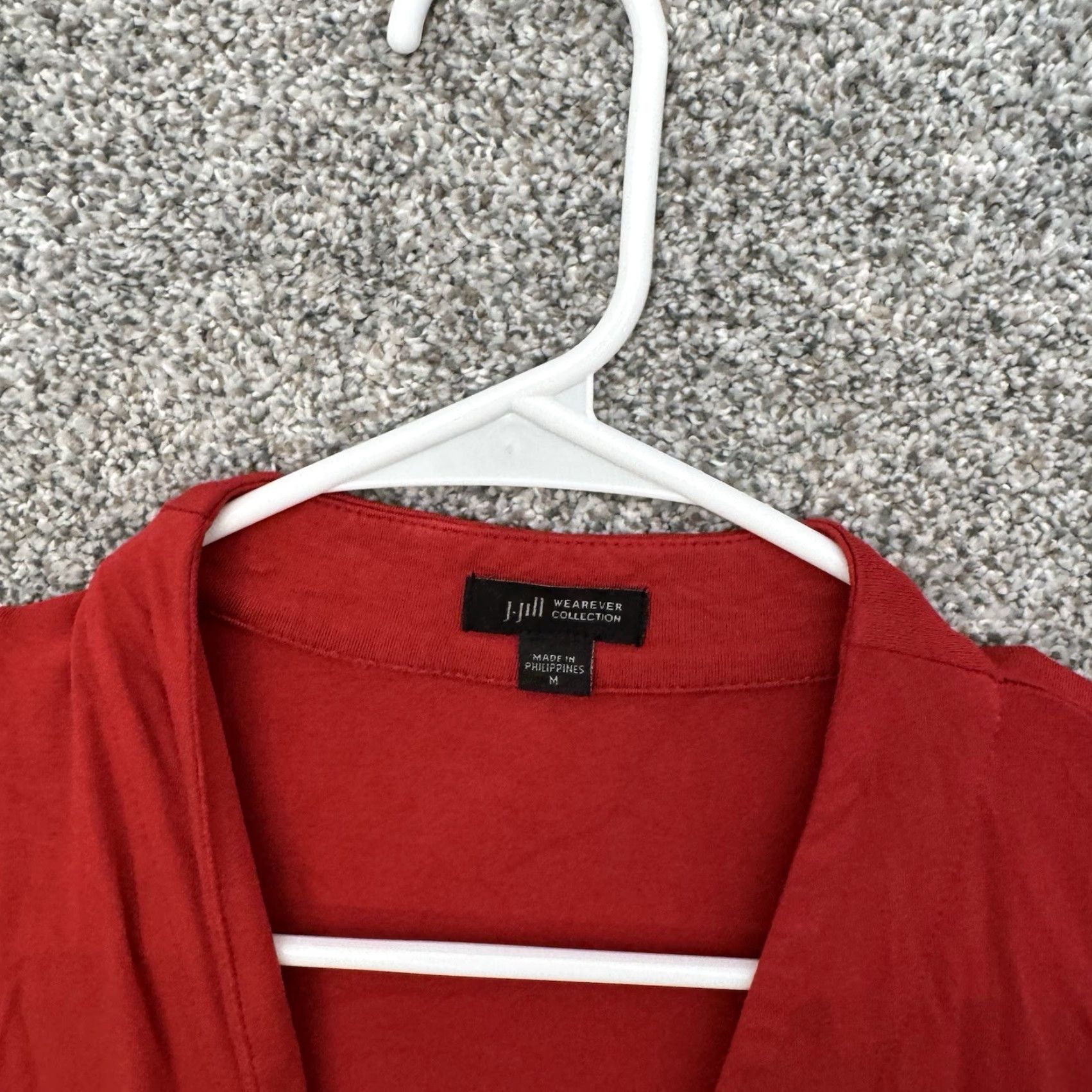 J. Jill J. Jill Cardigan Shirt Women M Red Solid Knit Long Open Front Artsy Teacher Lagom Clean Girl — Size M / US 6-8 / IT 42-44 - 5 Thumbnail