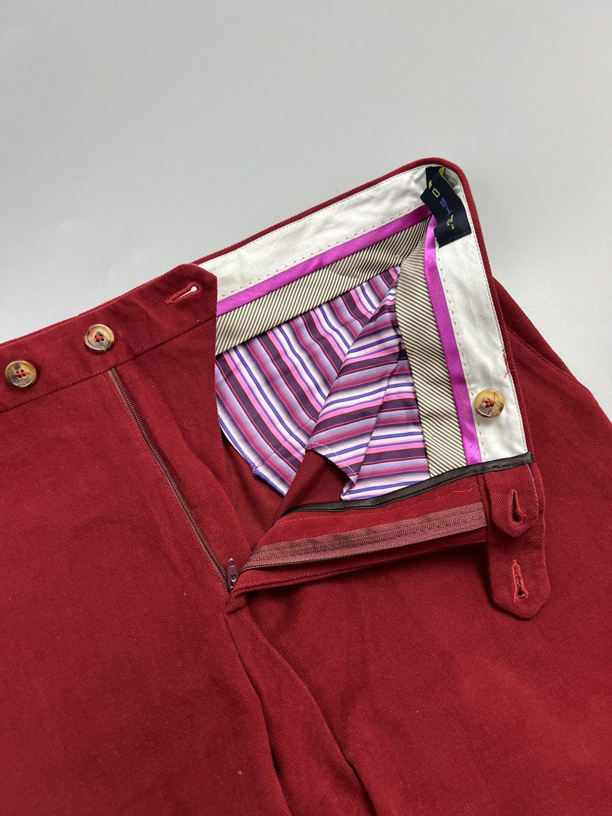 Etro Red Corduroy Trousers Pants (Y0606)