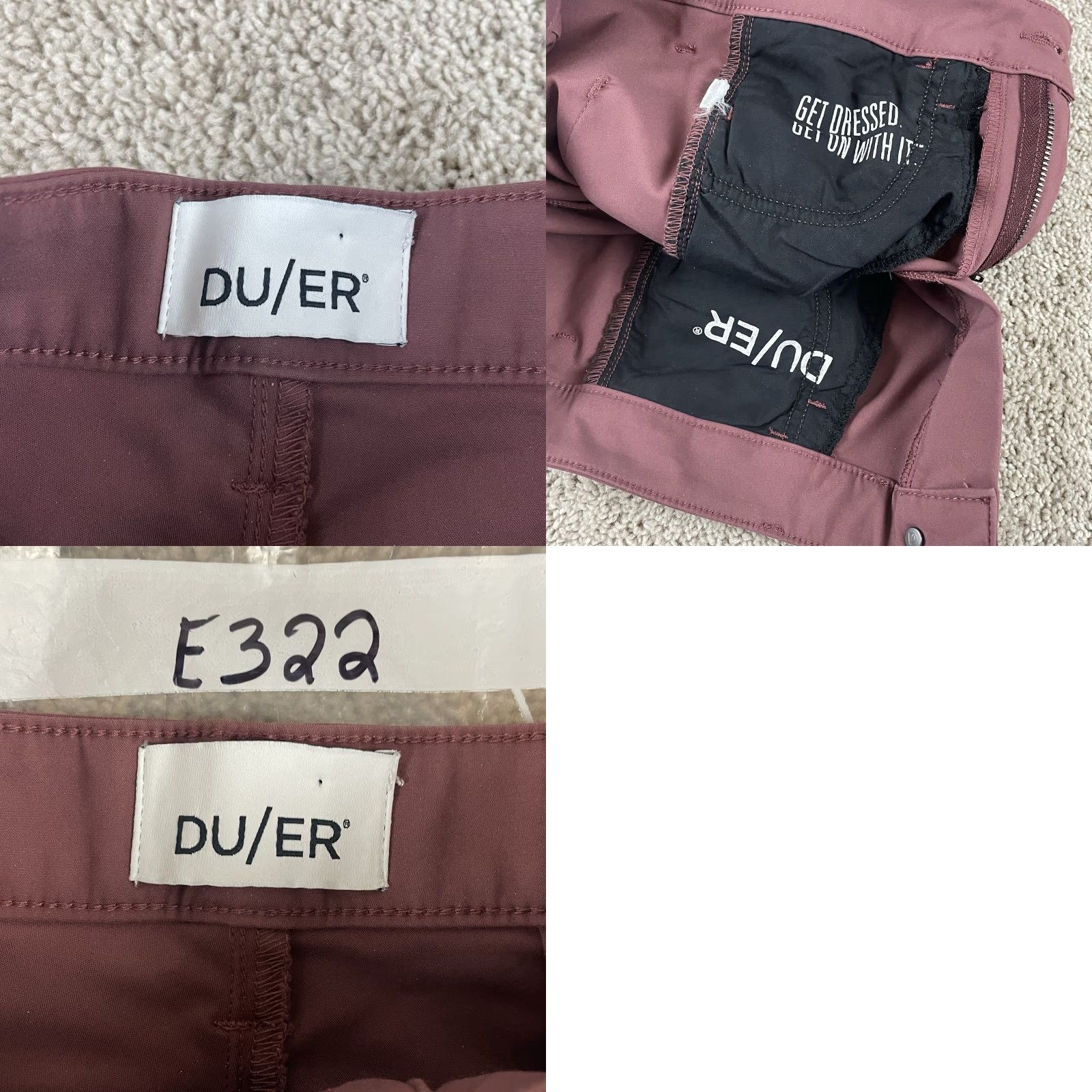 DUER DUER Pants Womens 25 Flared Stretch Minimalist Mauve 80s 90s Retro Casual Party/Cocktail Jeans Flare Womens Size 25 Size 42" / US 20 - 8 Thumbnail