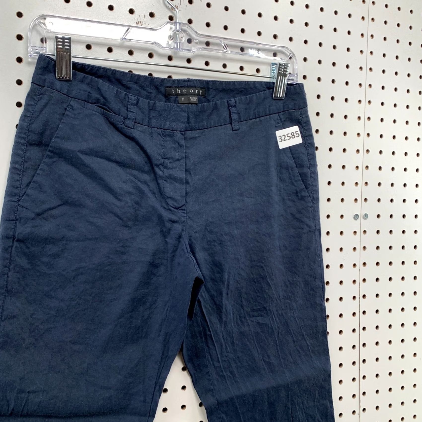 Theory Theory Chino Pants Womens Size 2 Blue Casual Linen Blend Fits 27x25.5 Size 26" / US 2 / IT 38 - 7 Thumbnail