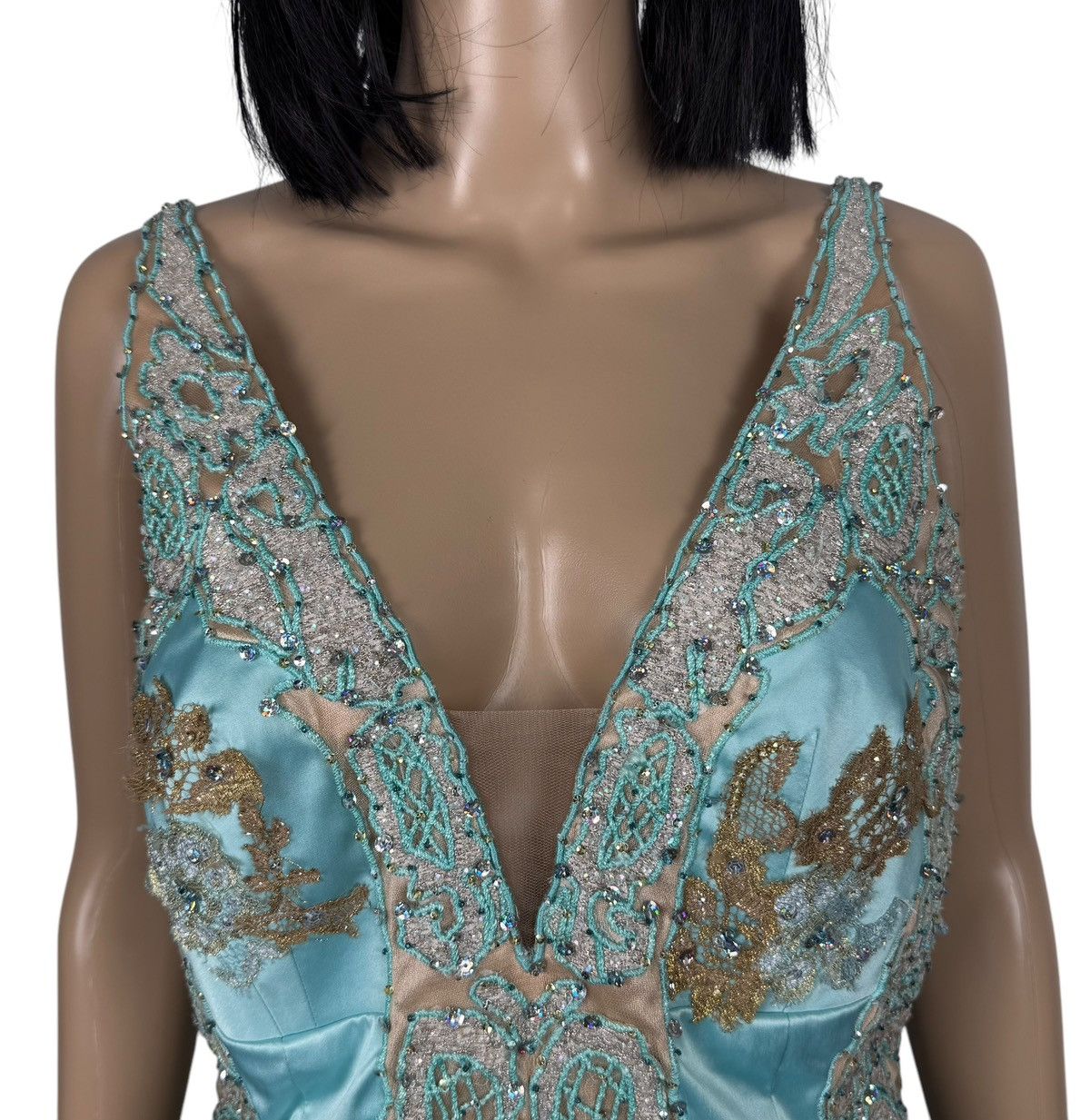 Designer Mandalay Julian Joyce Evening Coctail Dress Aqua size 14 Size XL / US 12-14 / IT 48-50 - 5 Thumbnail