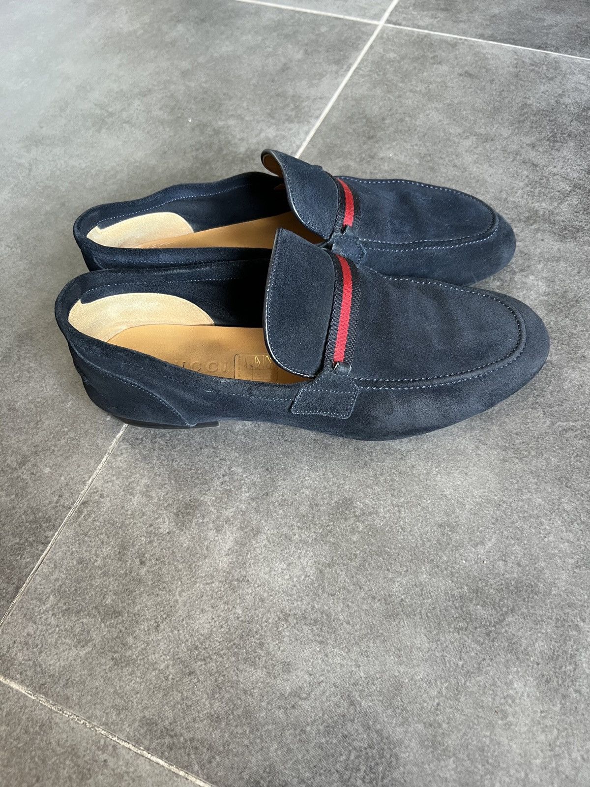Designer × Gucci × Vintage Vintage GUCCI Web Stripe Suede Loafers Size US 7.5 / EU 40-41 - 10 Thumbnail