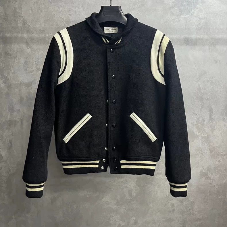 Saint Laurent Paris Black Striped Casual Baseball Jacket Size US L / EU 52-54 / 3 - 1 Thumbnail