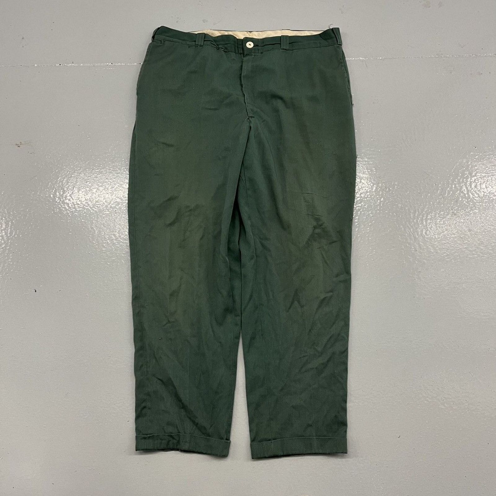 Vintage 60s Green Cotton/Poly Workwear Chinos 40x30