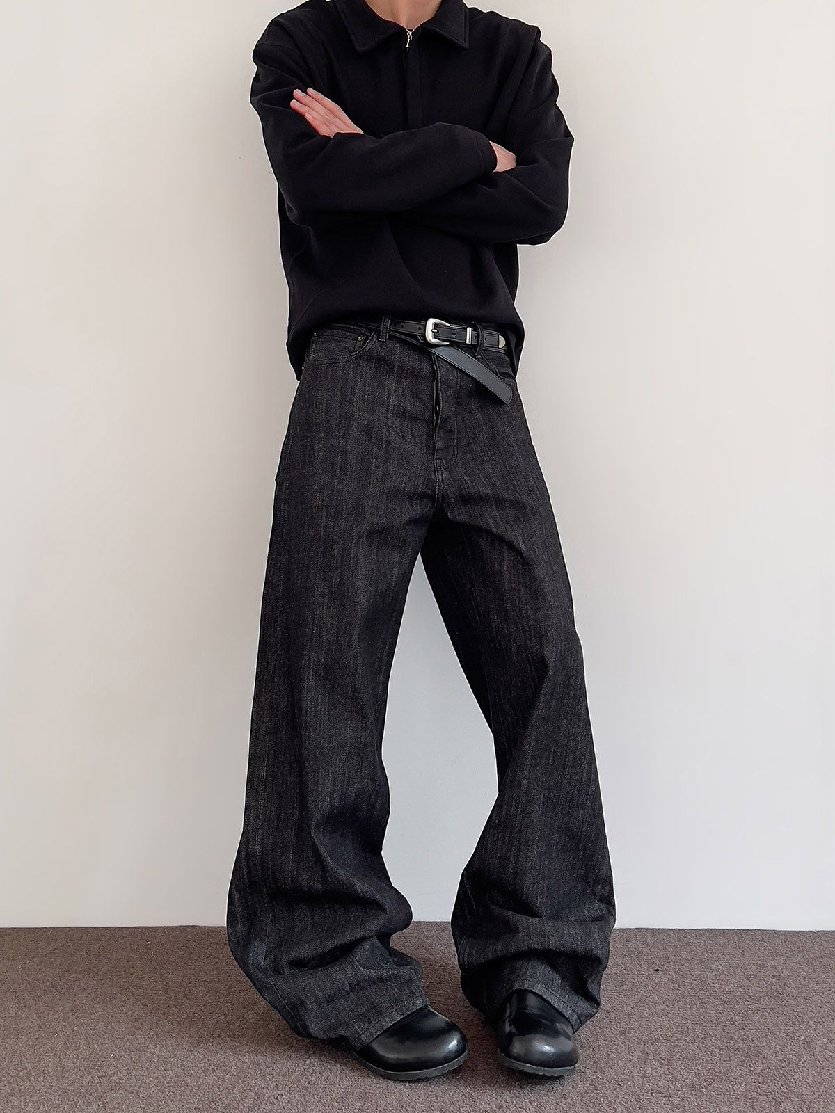 Japanese Brand Oversized Wide Leg Dark Wash Raw Denim Jeans Size US 28 / EU 44 - 4 Thumbnail