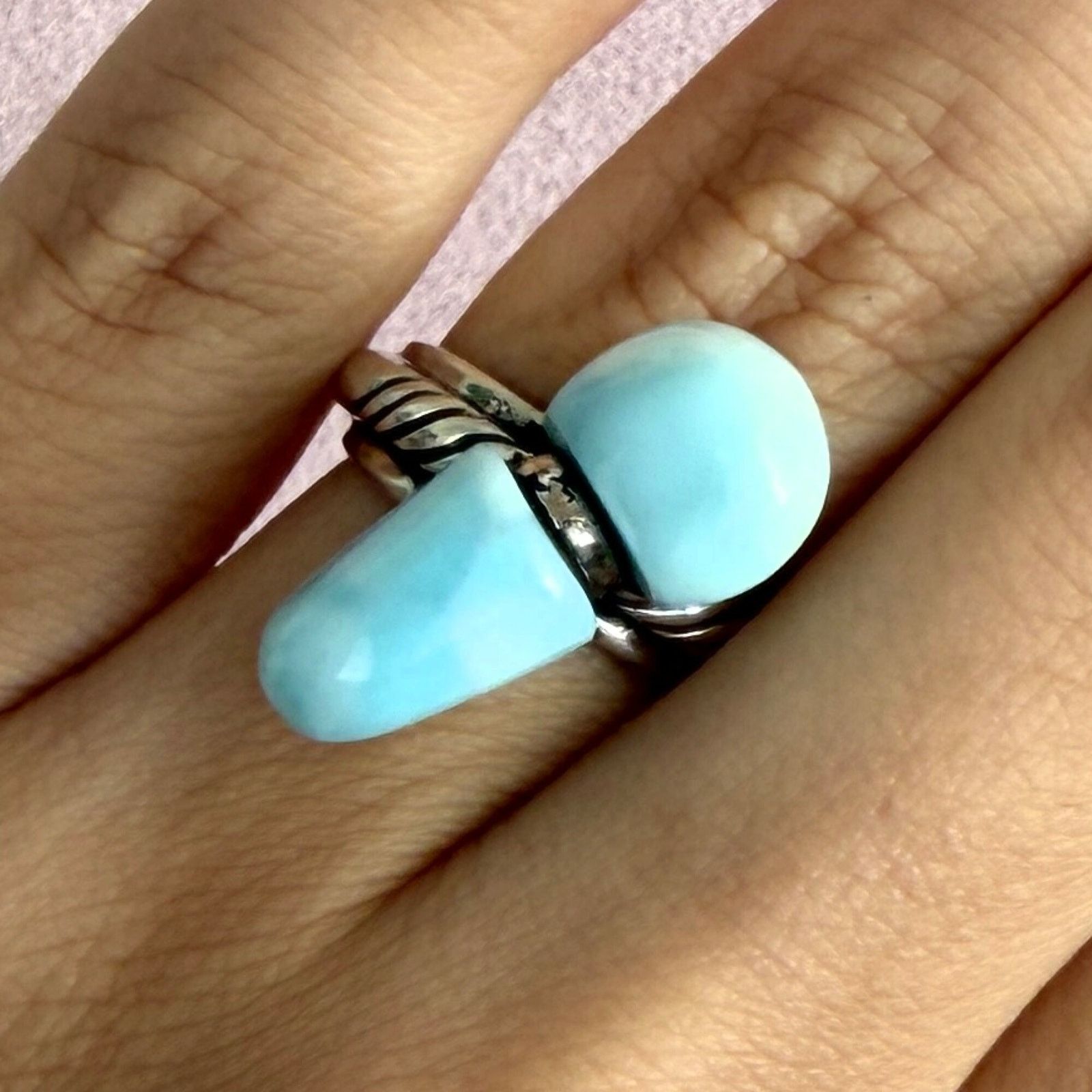 Sterling Silver sterling silver artisan crafted blue larimar ring size 6 Size ONE SIZE - 1 Thumbnail
