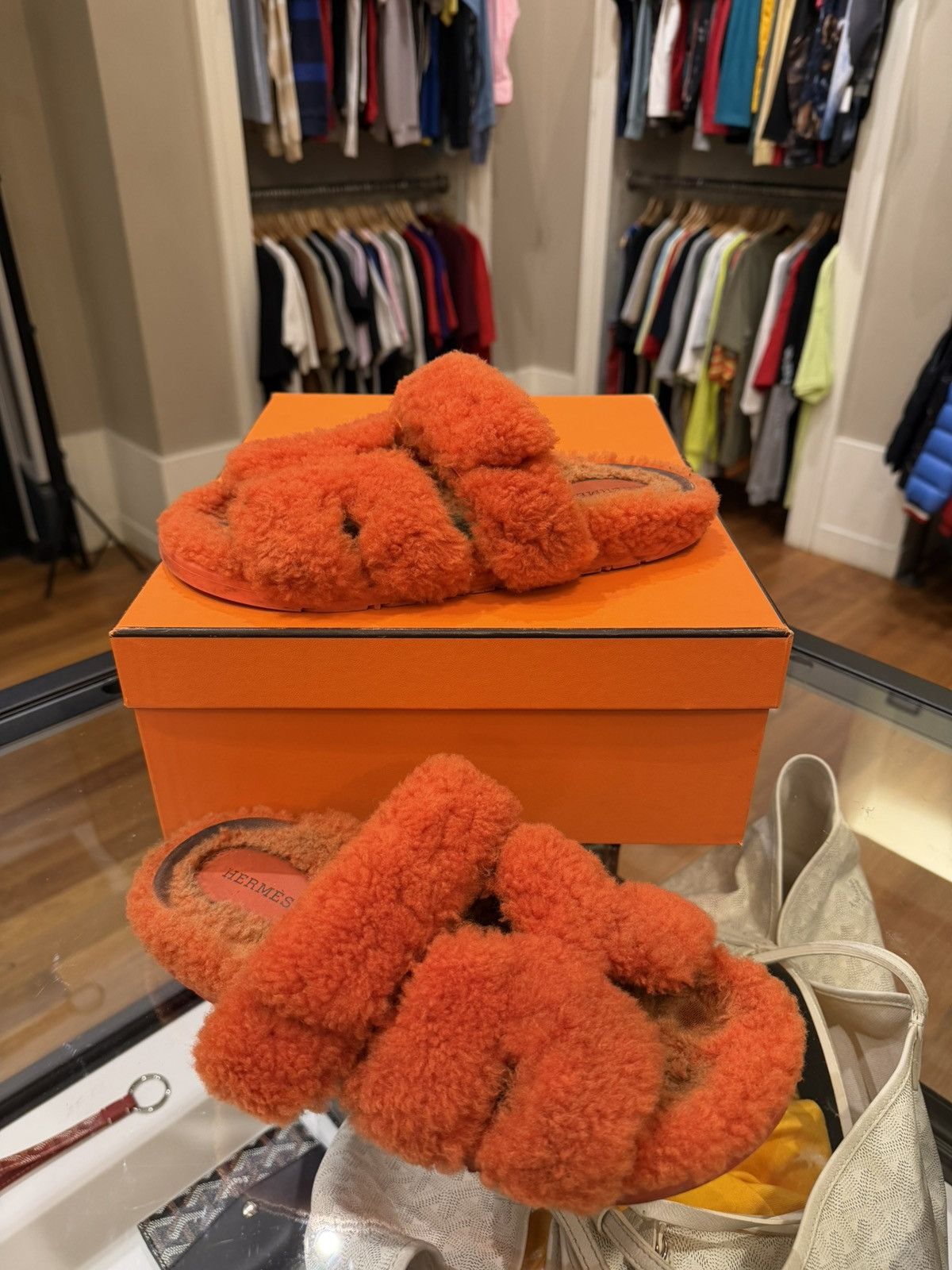 Hermes Hermes Chypre Wool Sandals - Orange Size US 9 / IT 39 - 3 Thumbnail