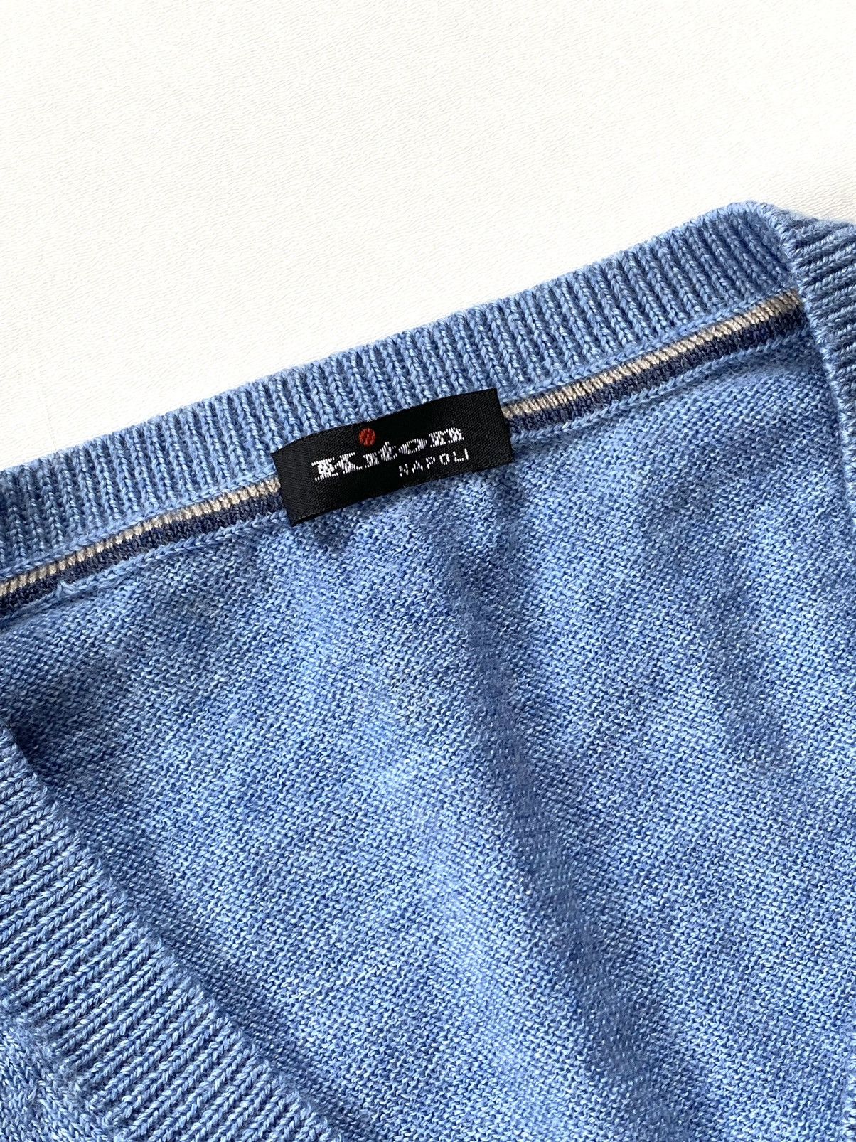 Kiton $1450 Kiton Napoli 100% Cashmere V-Neck Sweater Baby Blue Size US L / EU 52-54 / 3 - 5 Thumbnail