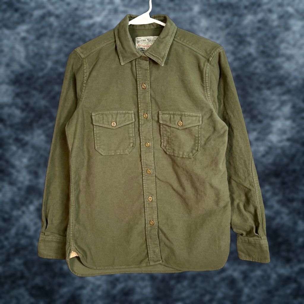 Olive VINTAGE British Moleskin Mens Size Small Olive Green Button-Down Shirt 100% Cotton Size US S / EU 44-46 / 1 - 1 Thumbnail