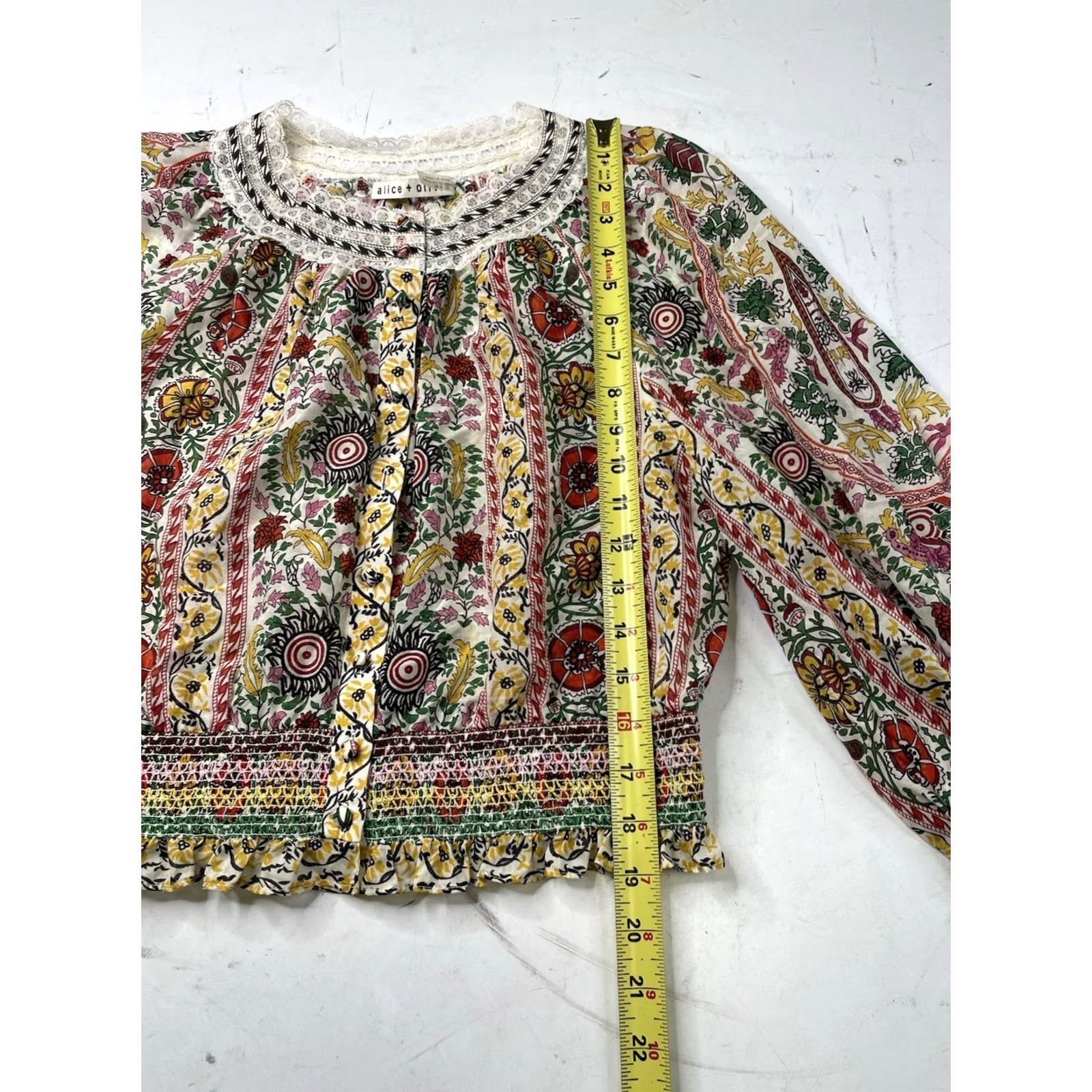 Alice + Olivia Alice + Olivia Cherelle Blouse Floral Cotton Silk Size Medium Size M / US 6-8 / IT 42-44 - 5 Thumbnail