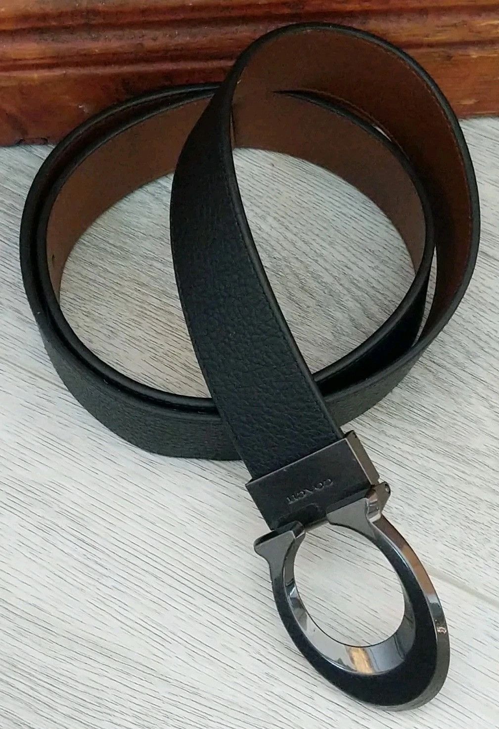 Coach Coach Men's Reversible Belt Plaque Black/Brown Leather Size 36 - 1 Thumbnail