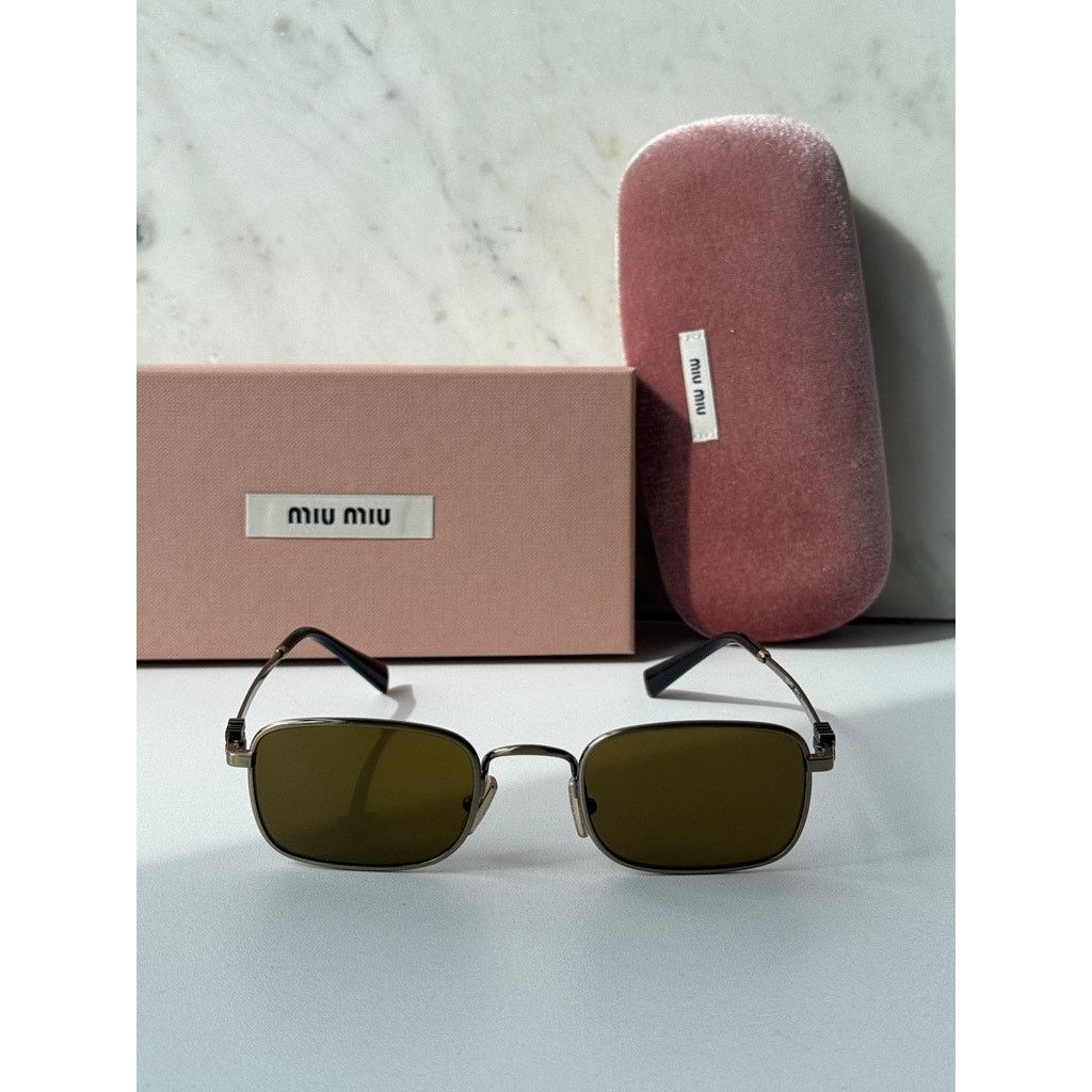 NEW Miu Miu MU A53S Square Sunglasses in Gold Brown $548 display picture 1