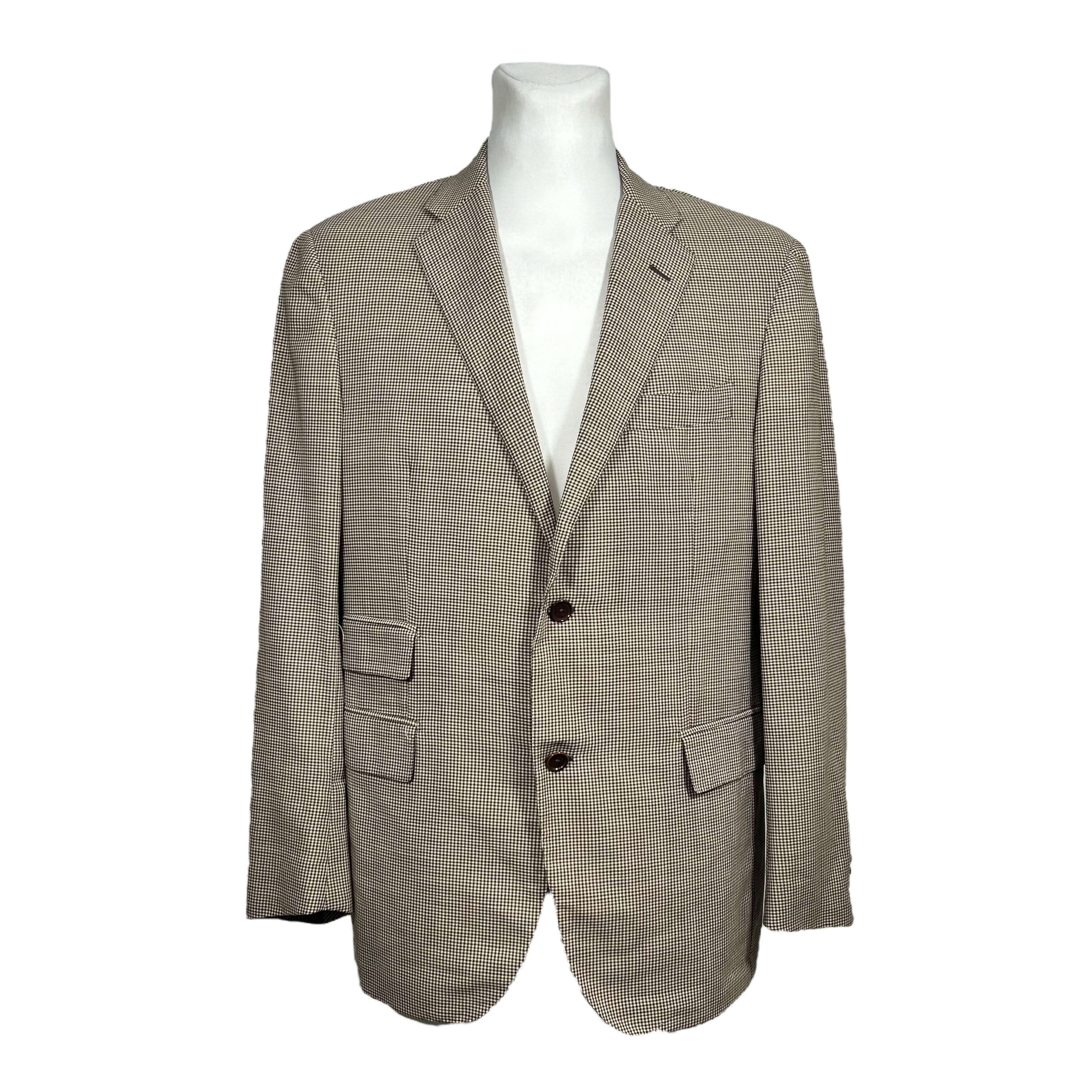 Caruso Caruso Wool Mohair Brown White Check Blazer Jacket Size 52 Size 42R - 1 Thumbnail