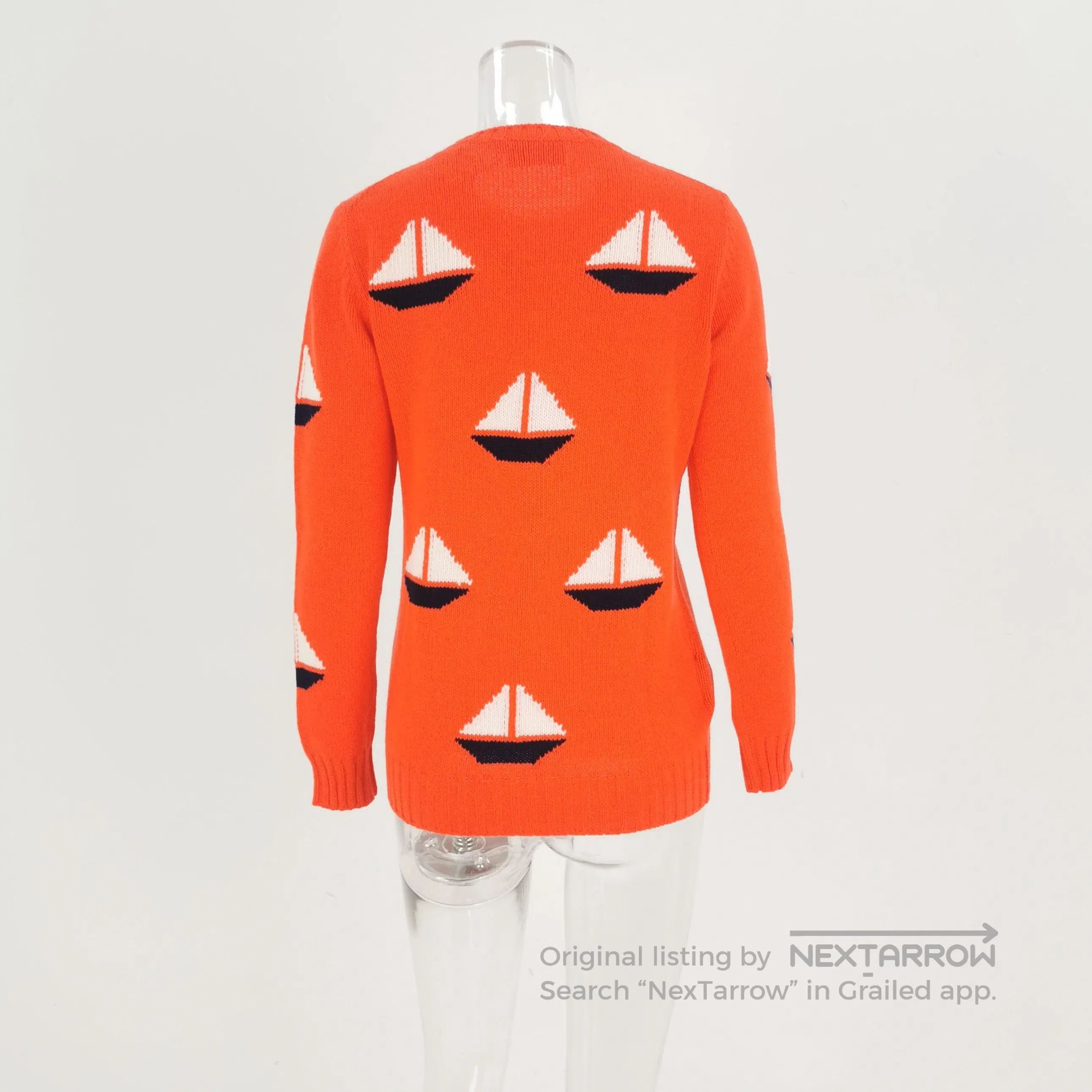 Prada Prada Orange Knitted Sweater with Sailboat Design . Size M / US 6-8 / IT 42-44 - 3 Thumbnail