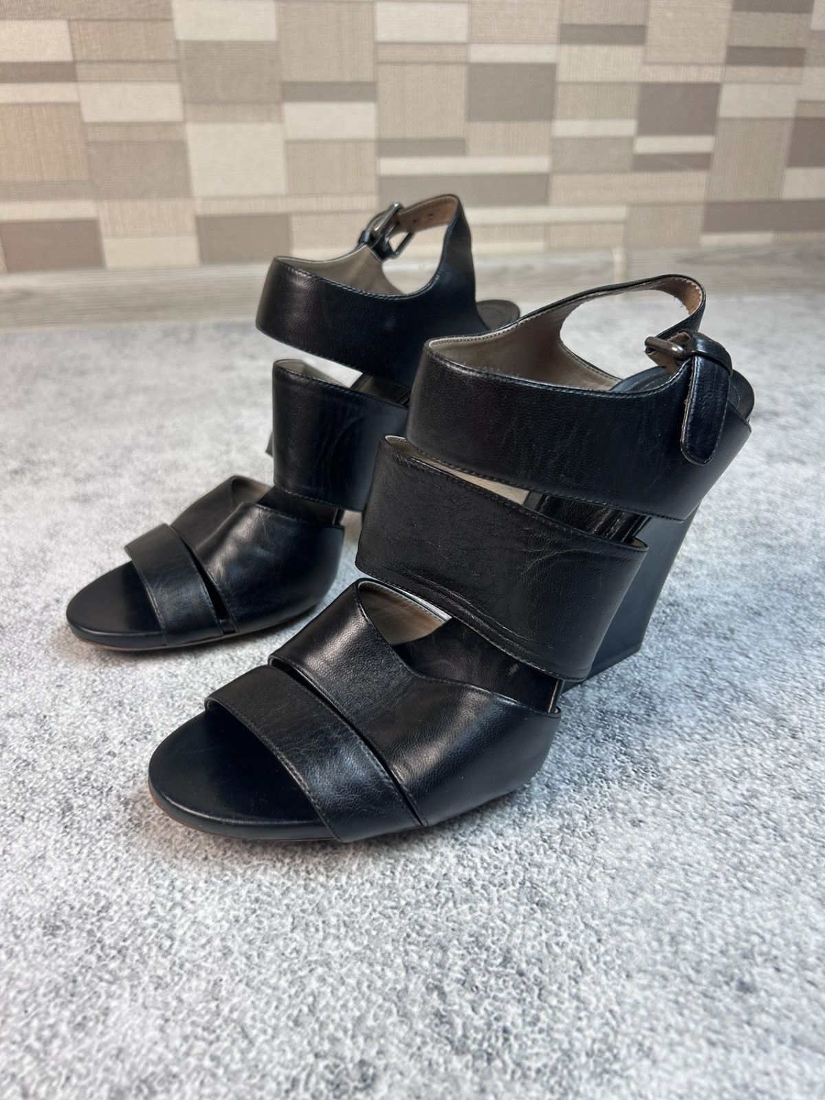Dries van Noten SS11 black platform sandals leather