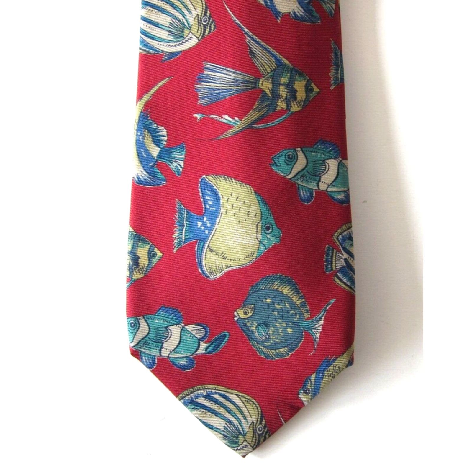Vintage VINTAGE Barneys New York Tie 100% Silk Made In Italy Red Tropical Fish Men 3" Width 58" Length Size ONE SIZE - 2 Thumbnail