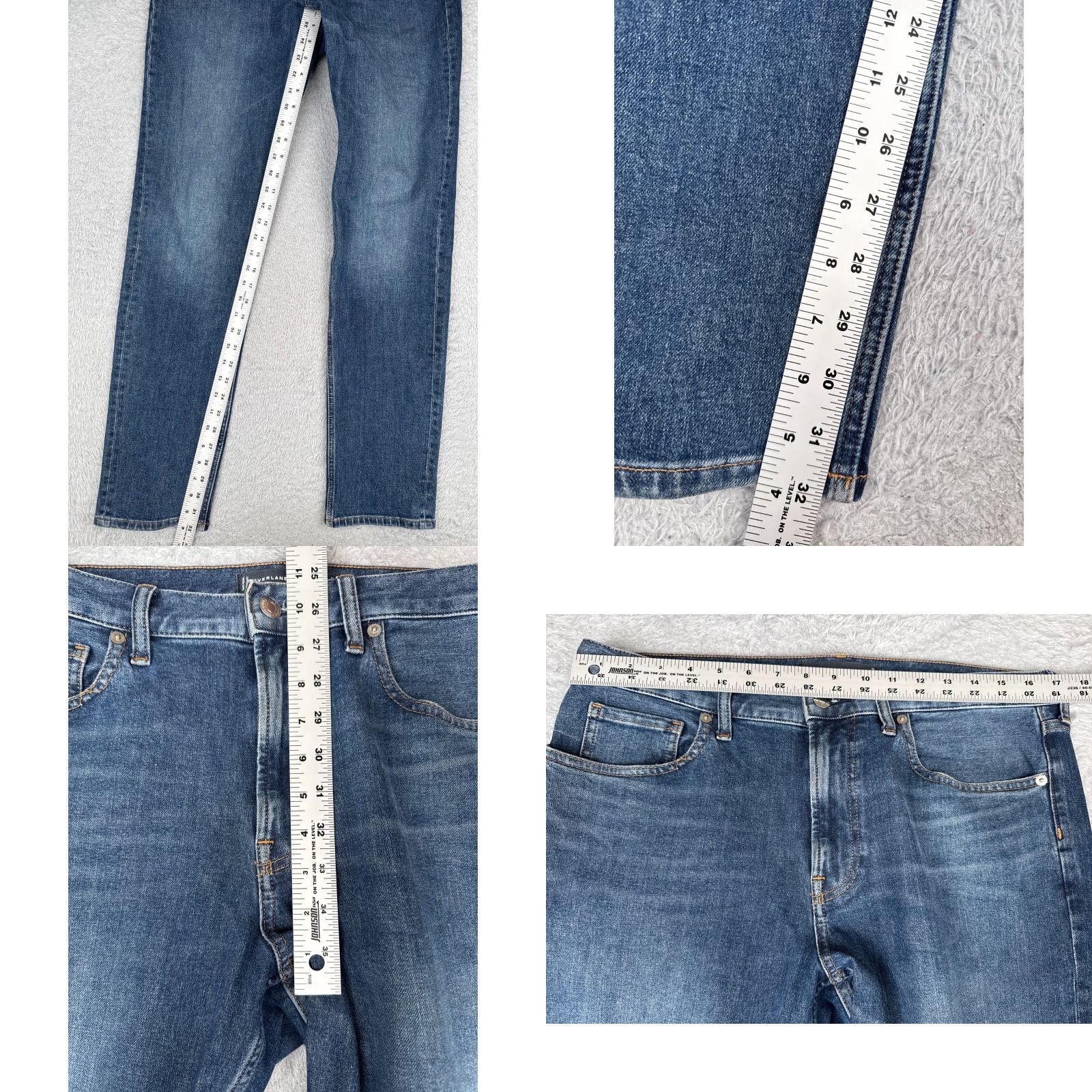 Everlane Everlane Jeans Mens 33x32 Blue Denim Slim Straight Leg Uniform Cotton Blend Work Size US 33 - 8 Thumbnail