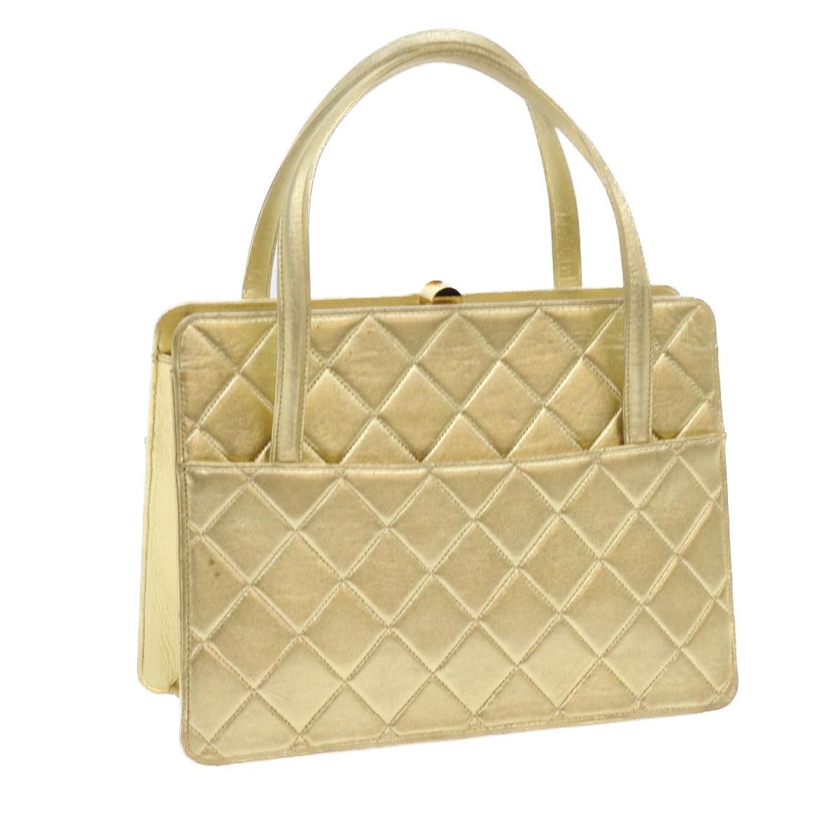 image of Chanel Hand Bag Lamb Skin Gold Tone Cc Auth Bs9172, Women's