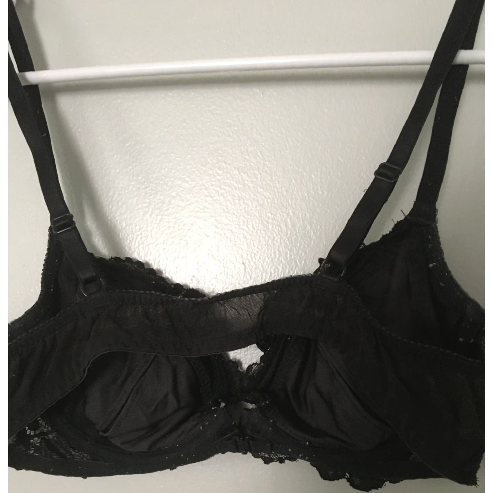 Victoria's Secret Victoria's Secret Black Lace Front Clasp Bra 34A Padded Underwire Demis, Lace, Underwire, Hook & Eye, 34 Band, Victoria's Secret Women Bra Size ONE SIZE - 4 Thumbnail