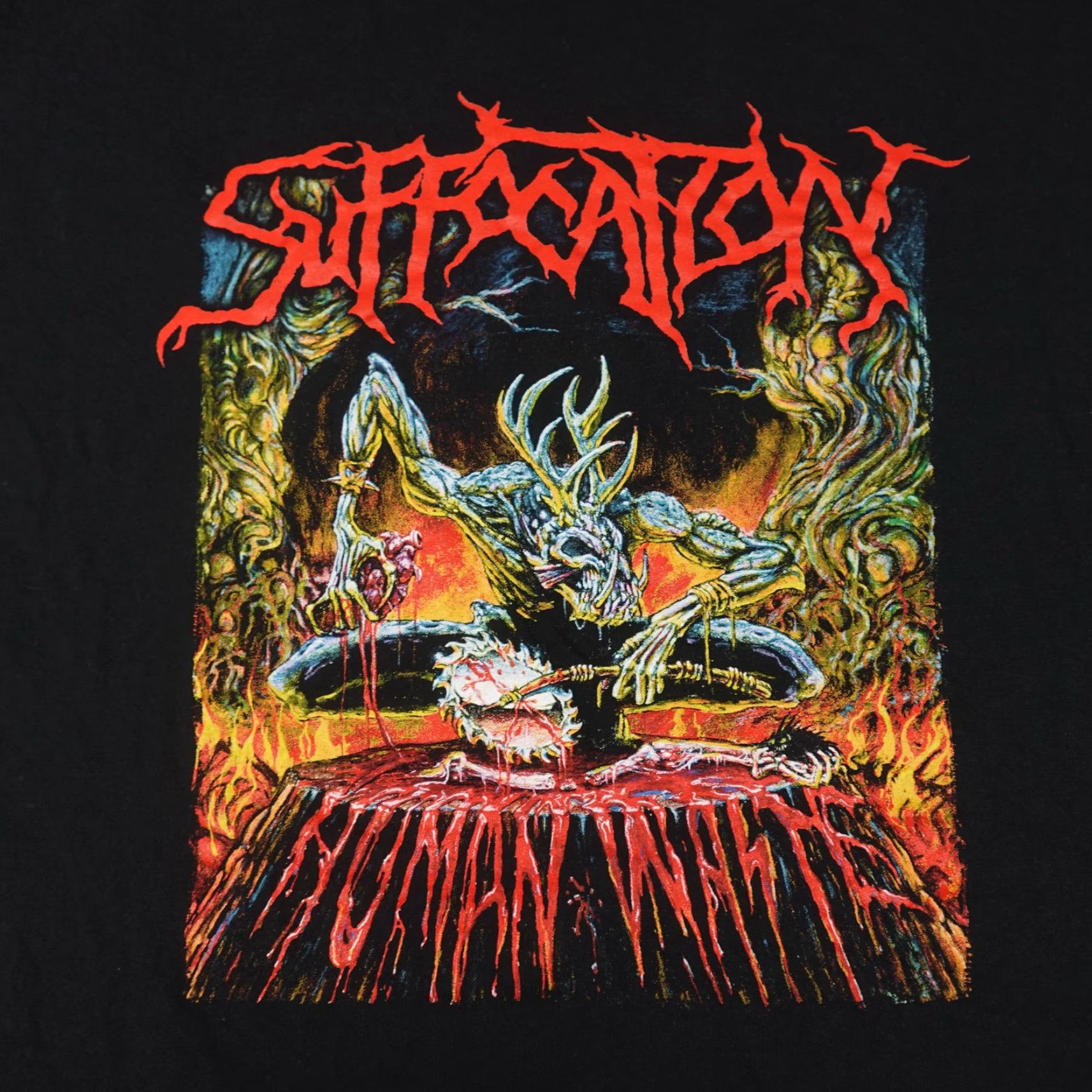 Gildan Suffocation Shirt Mens XL Black Graphic Print Band Tee Gildan Heavyweight Crew Neck Short Sleeve Size US XL / EU 56 / 4 - 2 Thumbnail