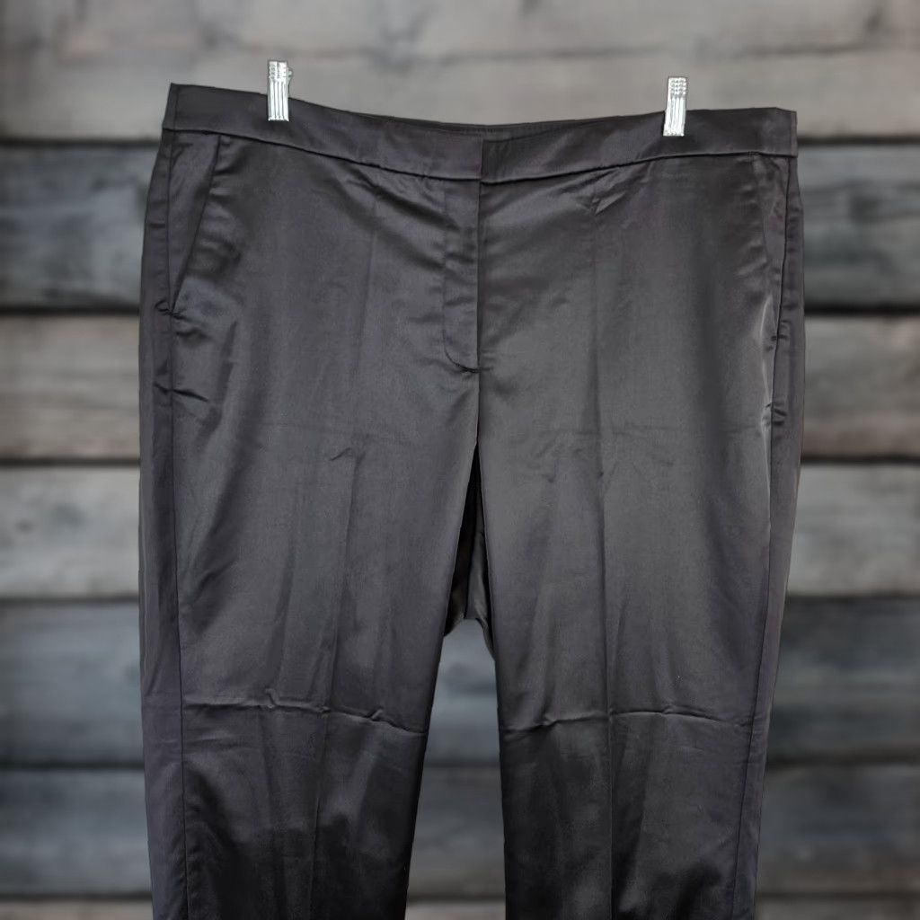 J.Crew J Crew Collection Kate Satin Pants Sz 20 Black High Rise Straight Leg Womens Size 42" / US 20 - 1 Thumbnail