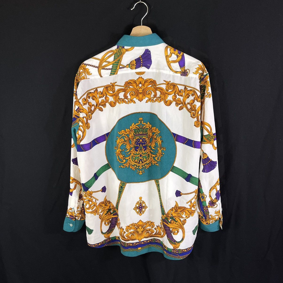 Japanese Brand Vintage Royalty Baroque Silk Printed Button Shirt Size US L / EU 52-54 / 3 - 3 Thumbnail