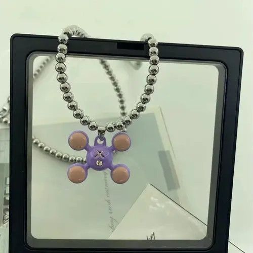 Jewelry Bead Chain Quadangle Ball Necklace (Stainless Steel) Size ONE SIZE - 2 Thumbnail