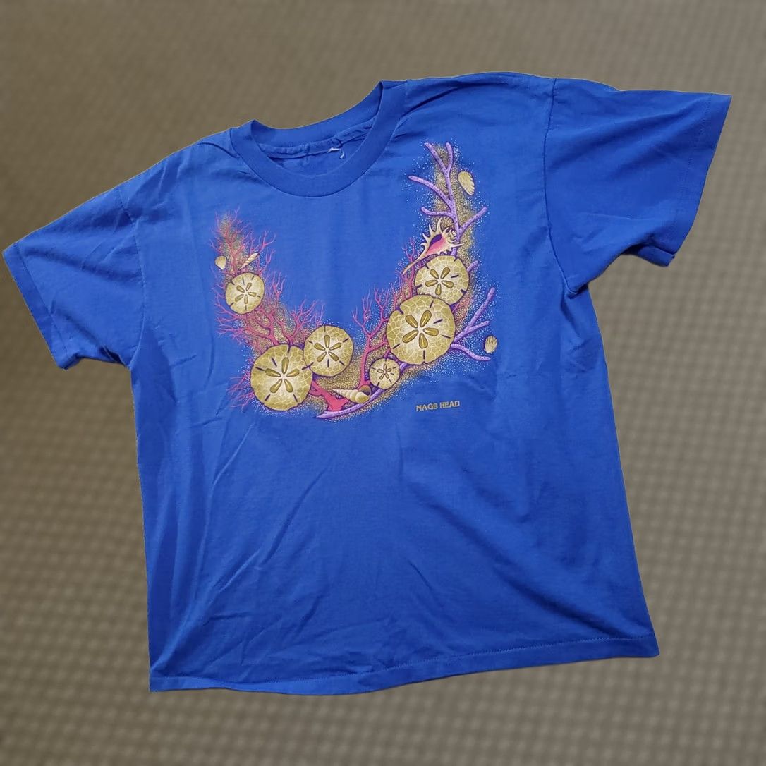 Vintage VINTAGE Blue Adult XL T Shirt Nags Head Beach 80s 90s Short Sleeve Size US XL / EU 56 / 4 - 1 Thumbnail