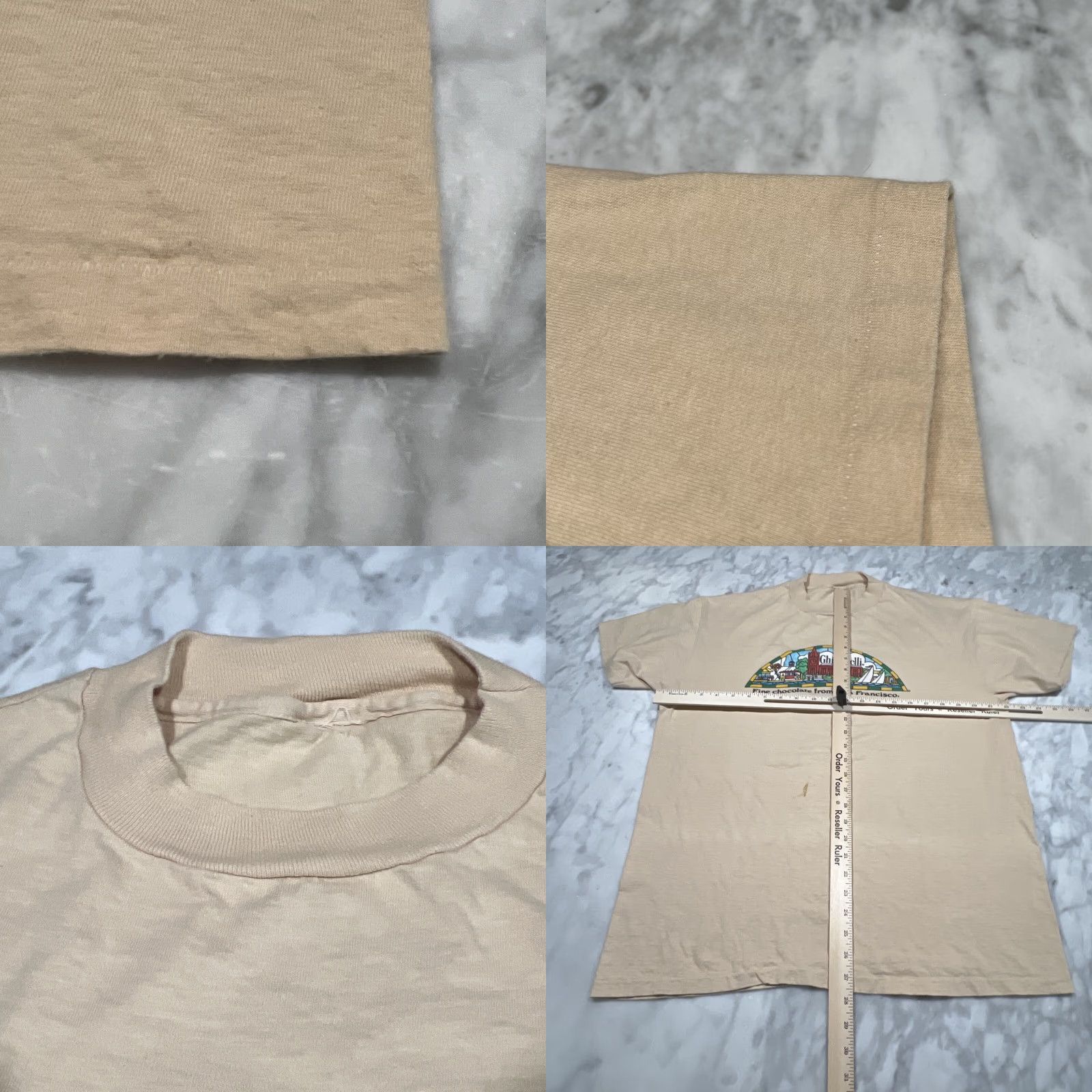 Vintage VINTAGE Ghirardelli Fine Chocolate San Francisco Graphic Shirt XL Unisex Tan 1980s Single Stitch Mens Womens Size US XL / EU 56 / 4 - 8 Thumbnail