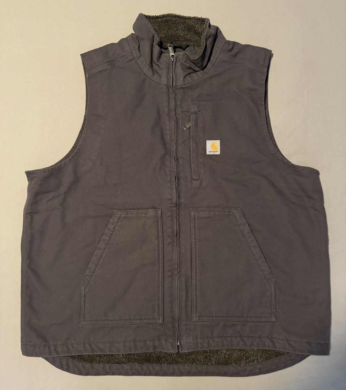Carhartt Washed Duck Sherpa Lined Mock Neck Vest Brand New