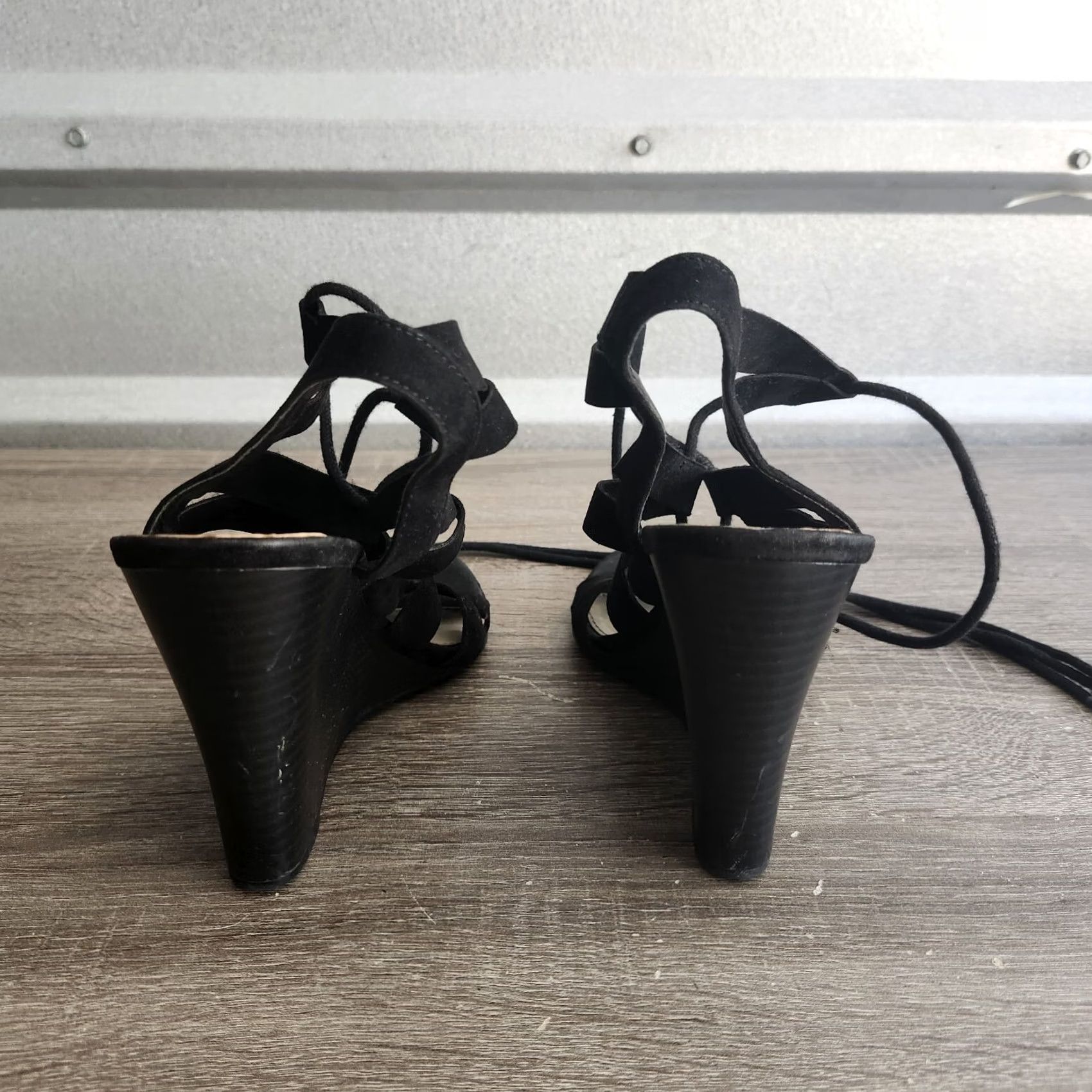 Forever 21 Forever 21 Women's Black Lace Up Ghillie Wedge Heel Sandals - Size 6 Size US 4 / IT 34 - 6 Thumbnail