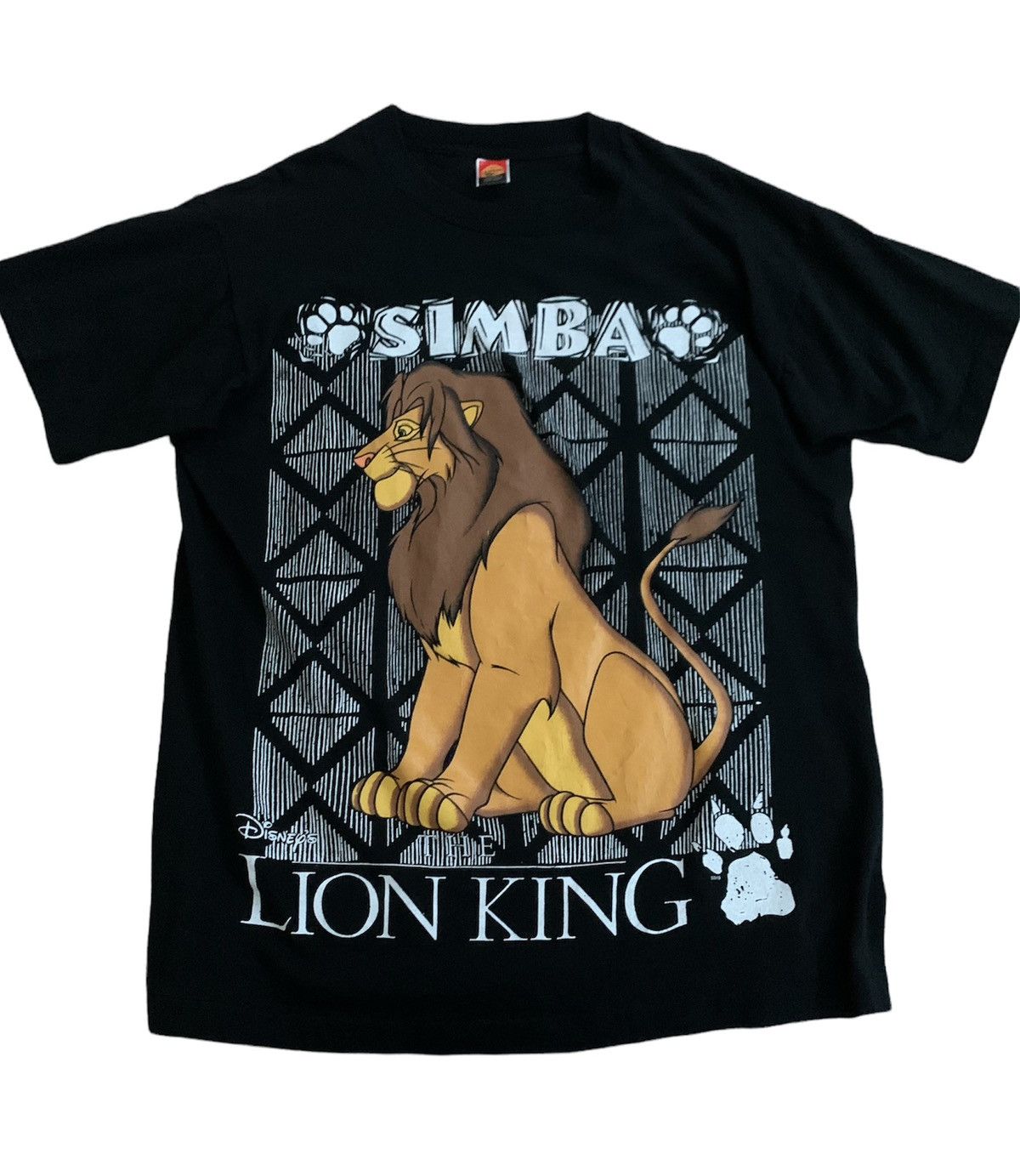 image of Disney x Vintage 90's The Lion King Simba Tee in Black, Men's (Size XL)