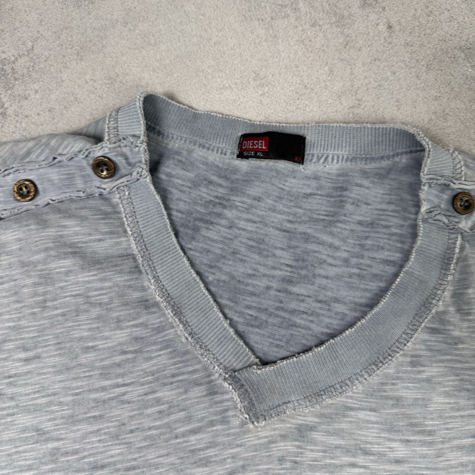 Diesel Vintage Diesel Logo V Neck Men T Shirt Size XL Blue Size US XL / EU 56 / 4 - 4 Thumbnail