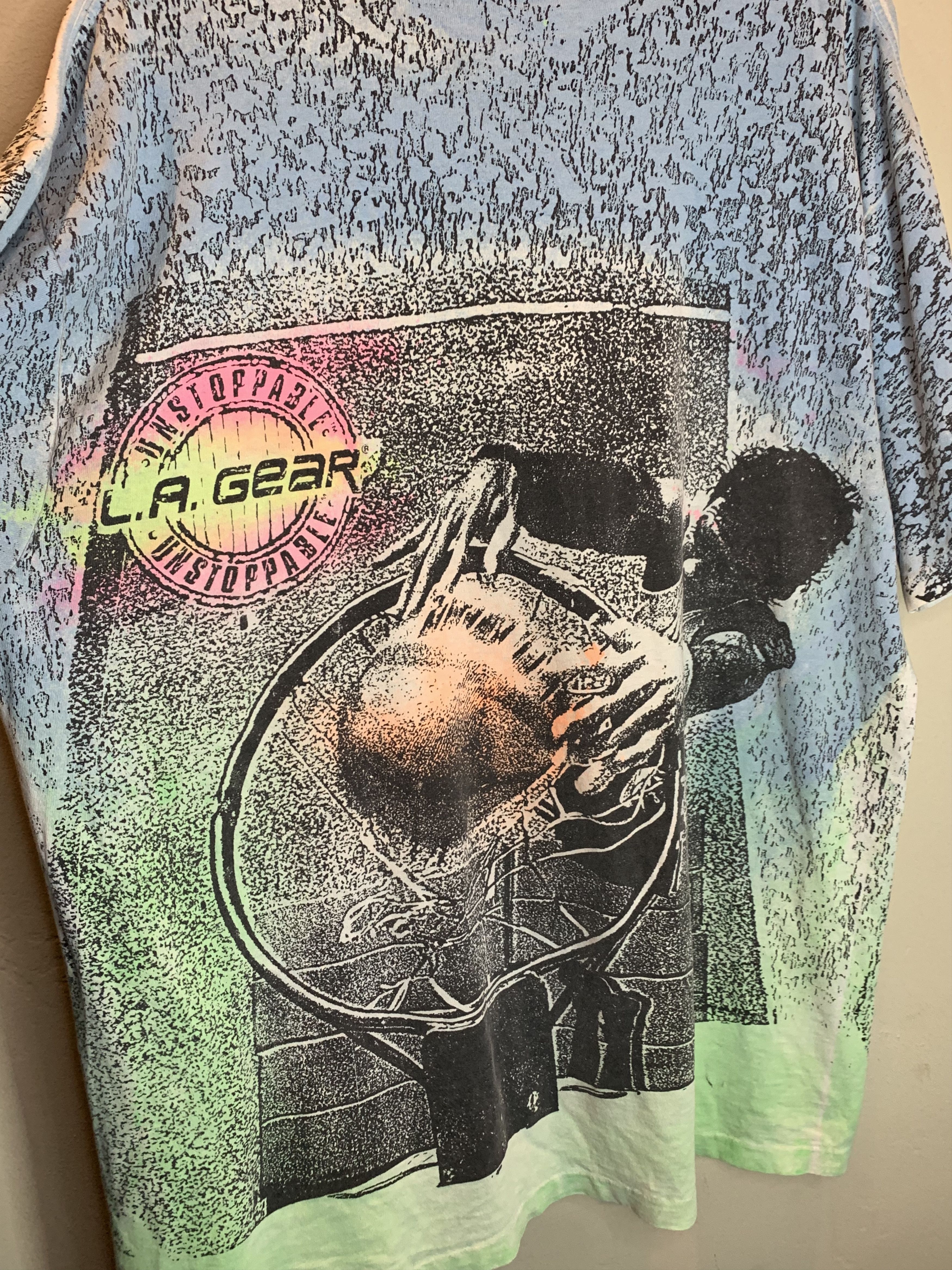 La Gear RARE Vintage LA Gear Basketball Dunk AOP Single Stitch Shirt Size US XL / EU 56 / 4 - 7 Thumbnail