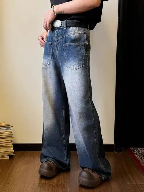 Japanese Brand Washed Vintage Gradient Straight Jeans Size US 32 / EU 48 - 3 Thumbnail