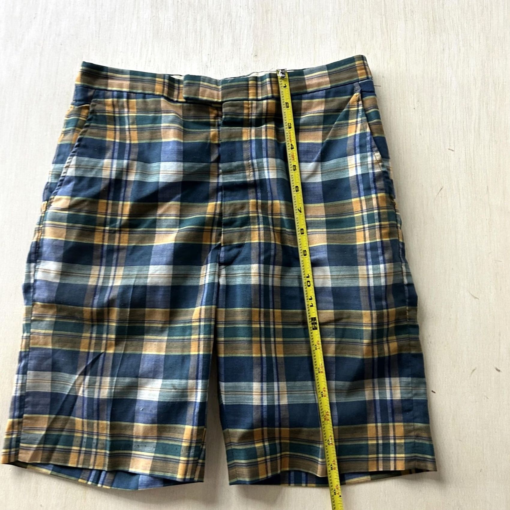 Vintage Vintage 80s Chino Shorts Mens 28 Blue Plaid Flat Front 8" Inseam Casual Summer Size US 28 / EU 44 - 4 Thumbnail