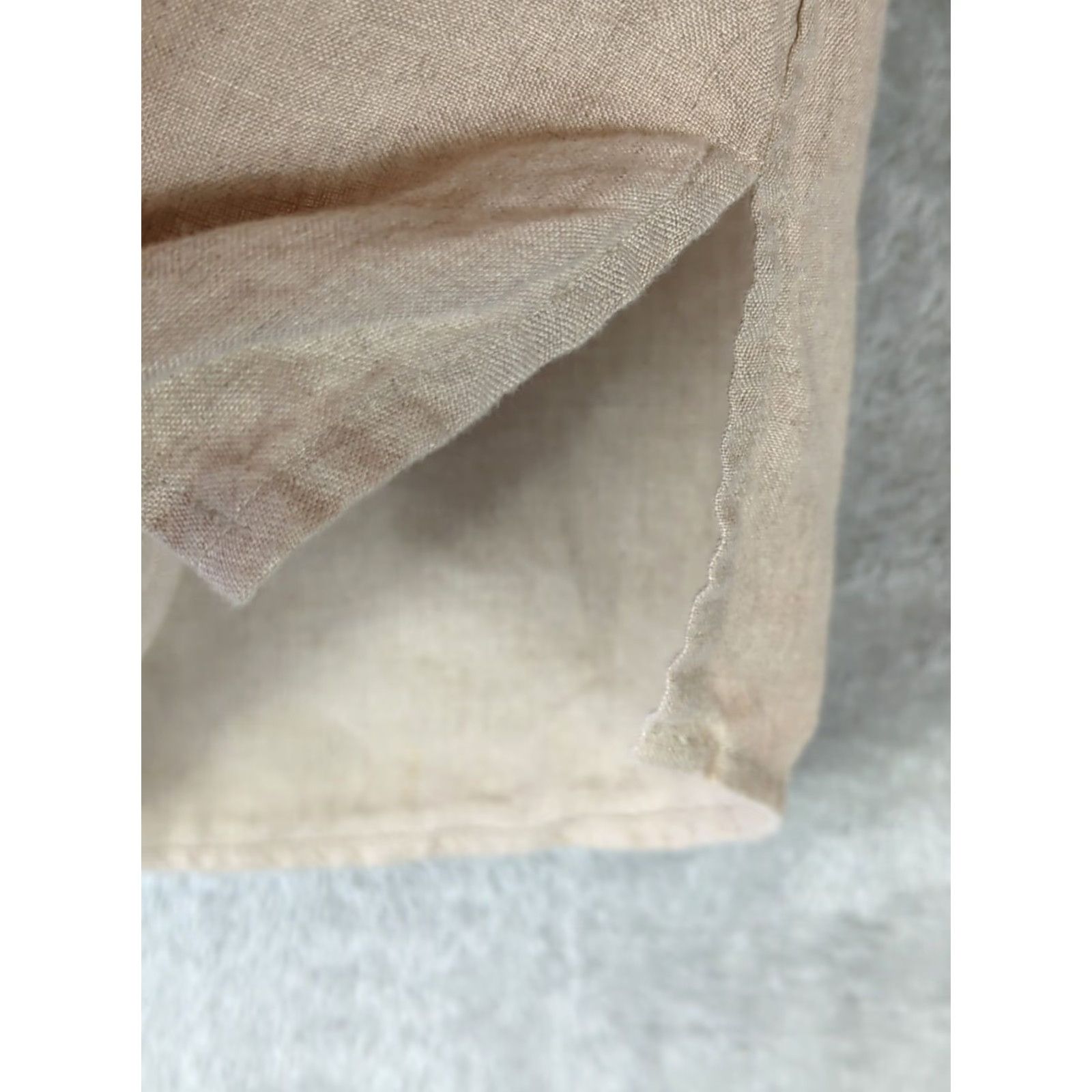 Vintage L.L. Bean Shirt Womens Small Beige Pleated Front Band Collar Long Sleeve Button | Linen Shirt | Casual Bohemian | Beige Size M / US 6-8 / IT 42-44 - 4 Thumbnail