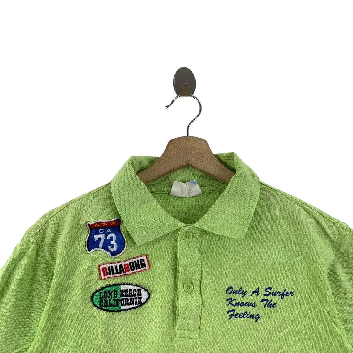 Billabong Vintage BILLABONG SURF Patchwork Green Polo Tee Shirt Top Size US L / EU 52-54 / 3 - 2 Thumbnail