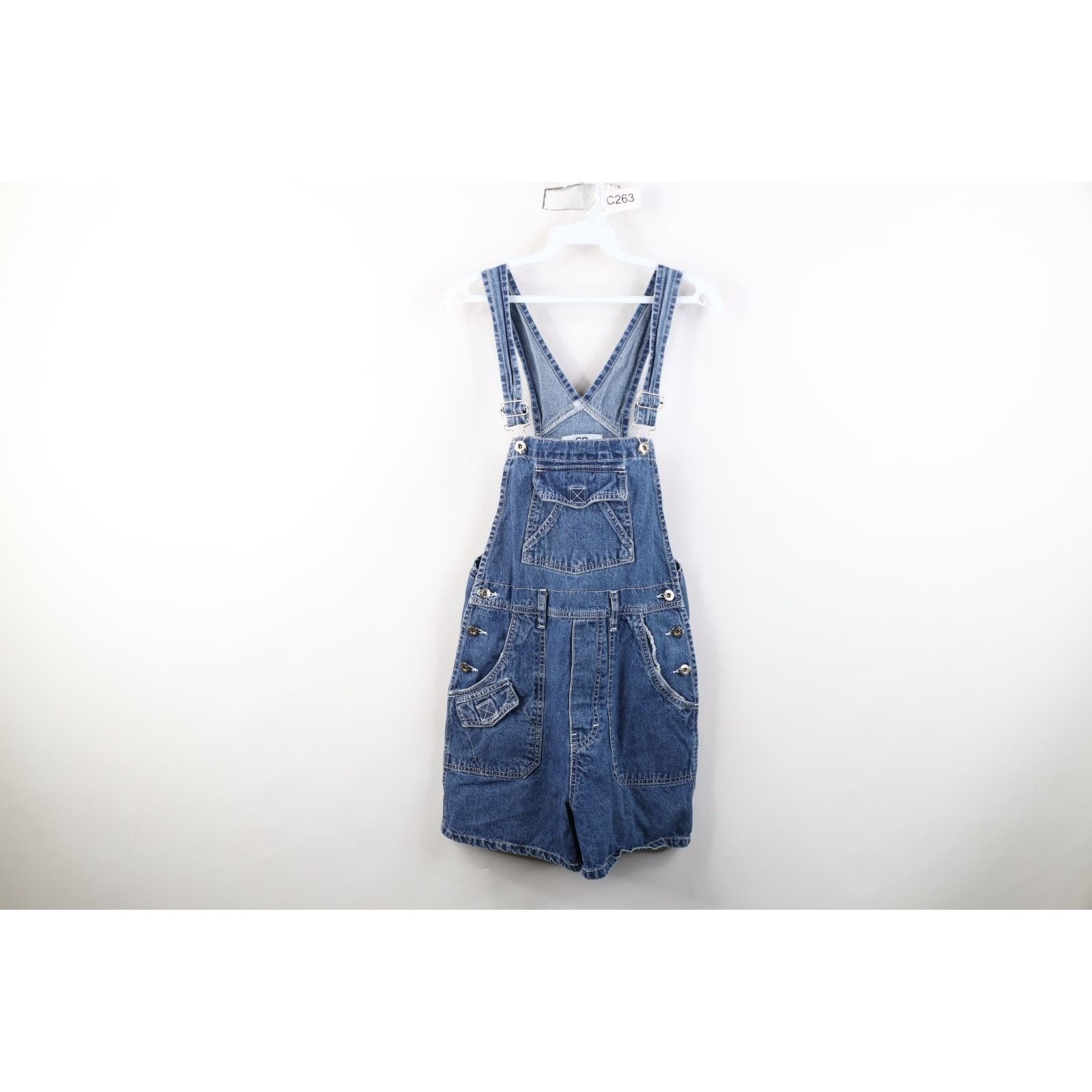 Vintage Vintage 90s Streetwear Faded Denim Jean Shortalls Overalls Size 28" / US 6 / IT 42 - 1 Thumbnail