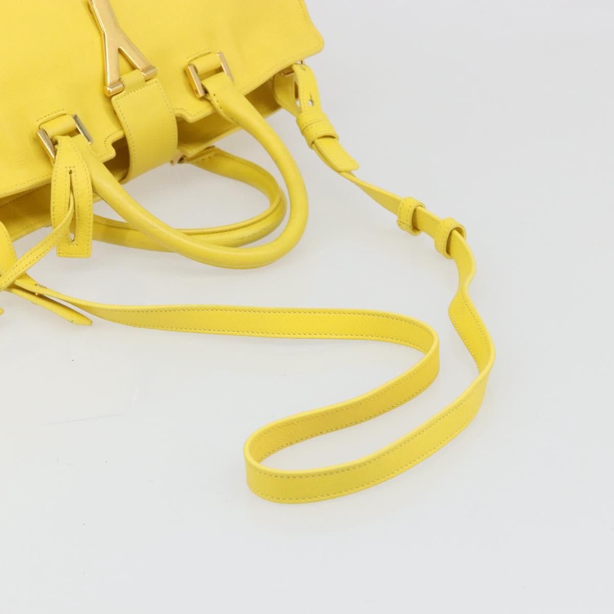 Saint Laurent Paris SAINT LAURENT Baby Cabas Hand Bag Leather 2way Yellow Gold Size ONE SIZE - 8 Thumbnail