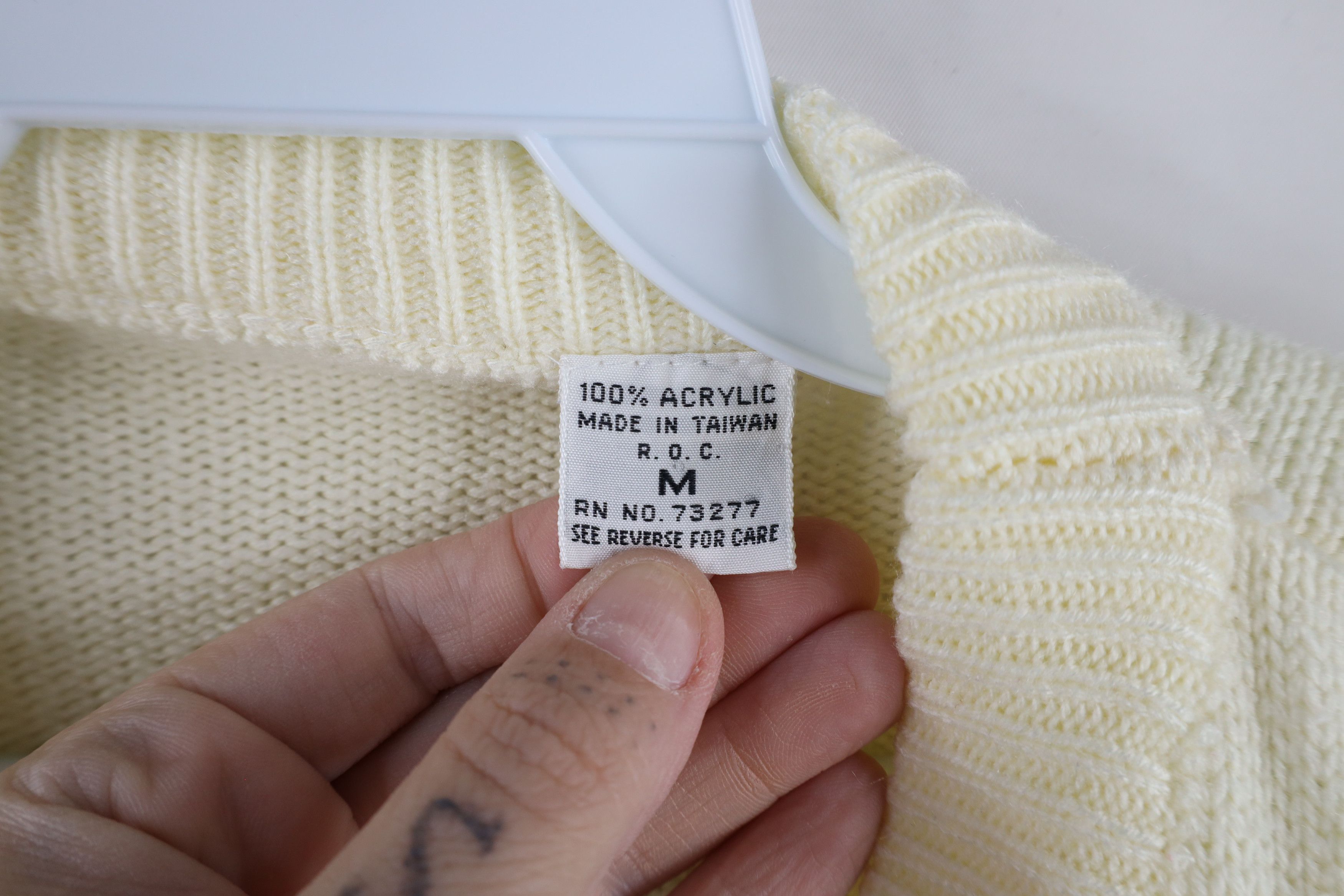 Vintage Vintage 90s Streetwear Ribbed Knit Cardigan Sweater Cream Size M / US 6-8 / IT 42-44 - 6 Thumbnail