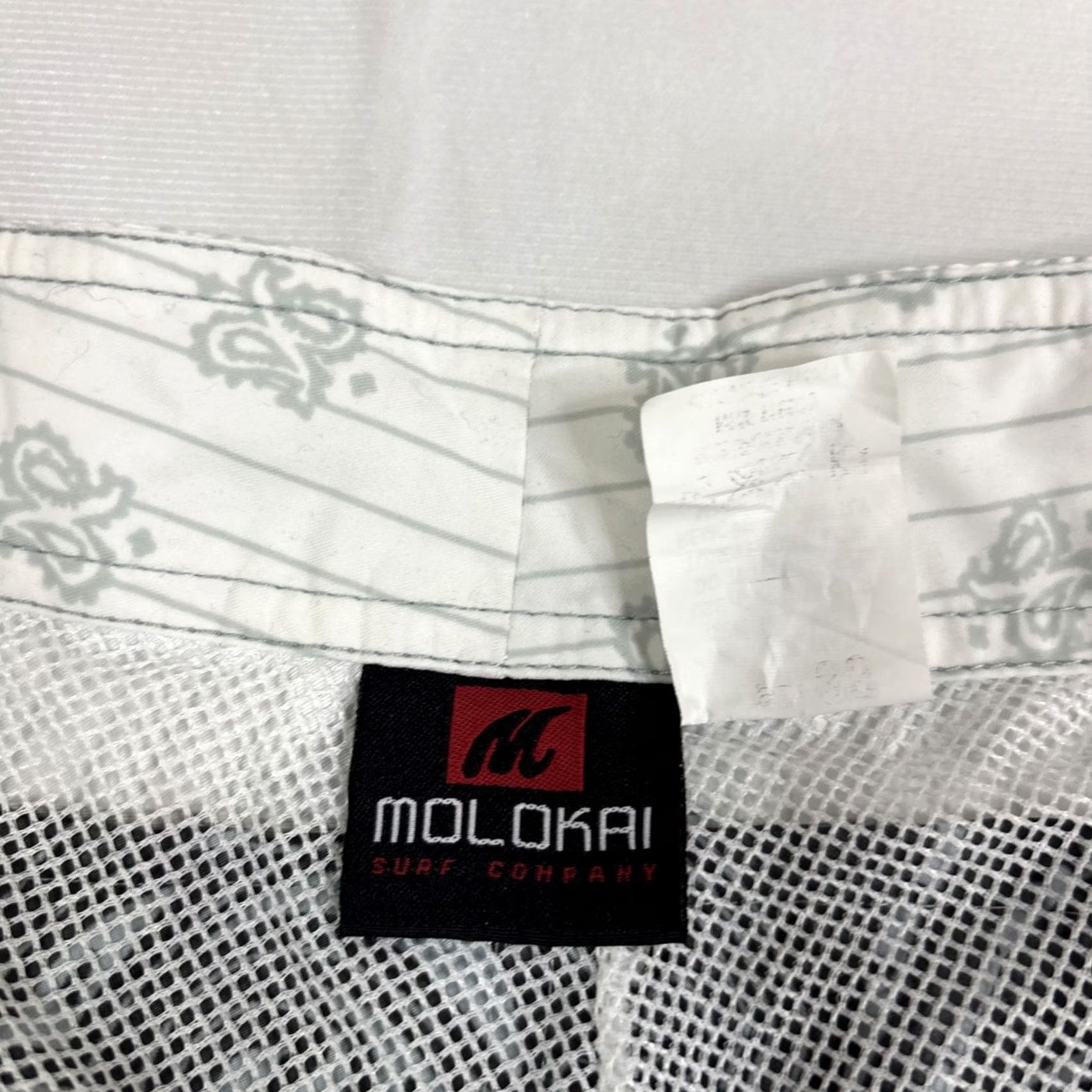 Vintage Molokai Board Shorts Men’s 38 Waist Drawstring White - Mens Bottom Swim 38 White Drawstring Board Shorts Size US 38 / EU 54 - 2 Thumbnail