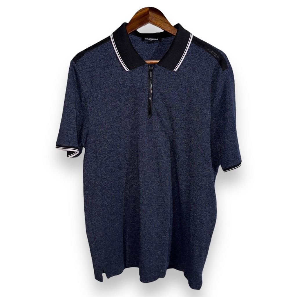 Karl Lagerfeld Karl Lagerfeld Navy S/S Zip Polo Shirt Sz XL Size US XL / EU 56 / 4 - 1 Thumbnail