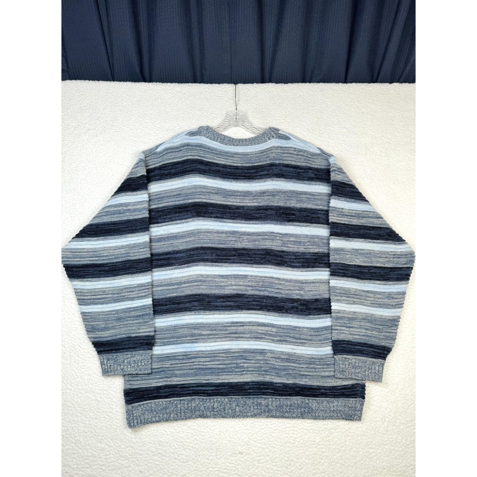 VINTAGE Southpole Sweater Mens XL Multi Striped Acrylic Crew Neck Pullover Knit Long Sleeve