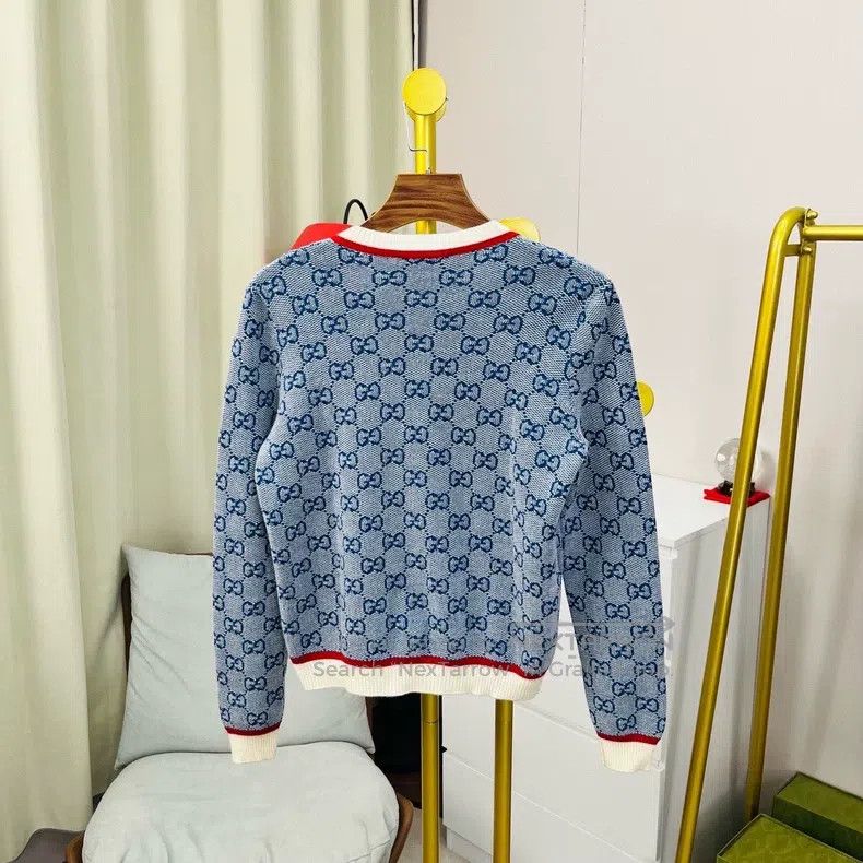Gucci Gucci Blue gold buckle full-print knit coat Size M / US 6-8 / IT 42-44 - 3 Thumbnail