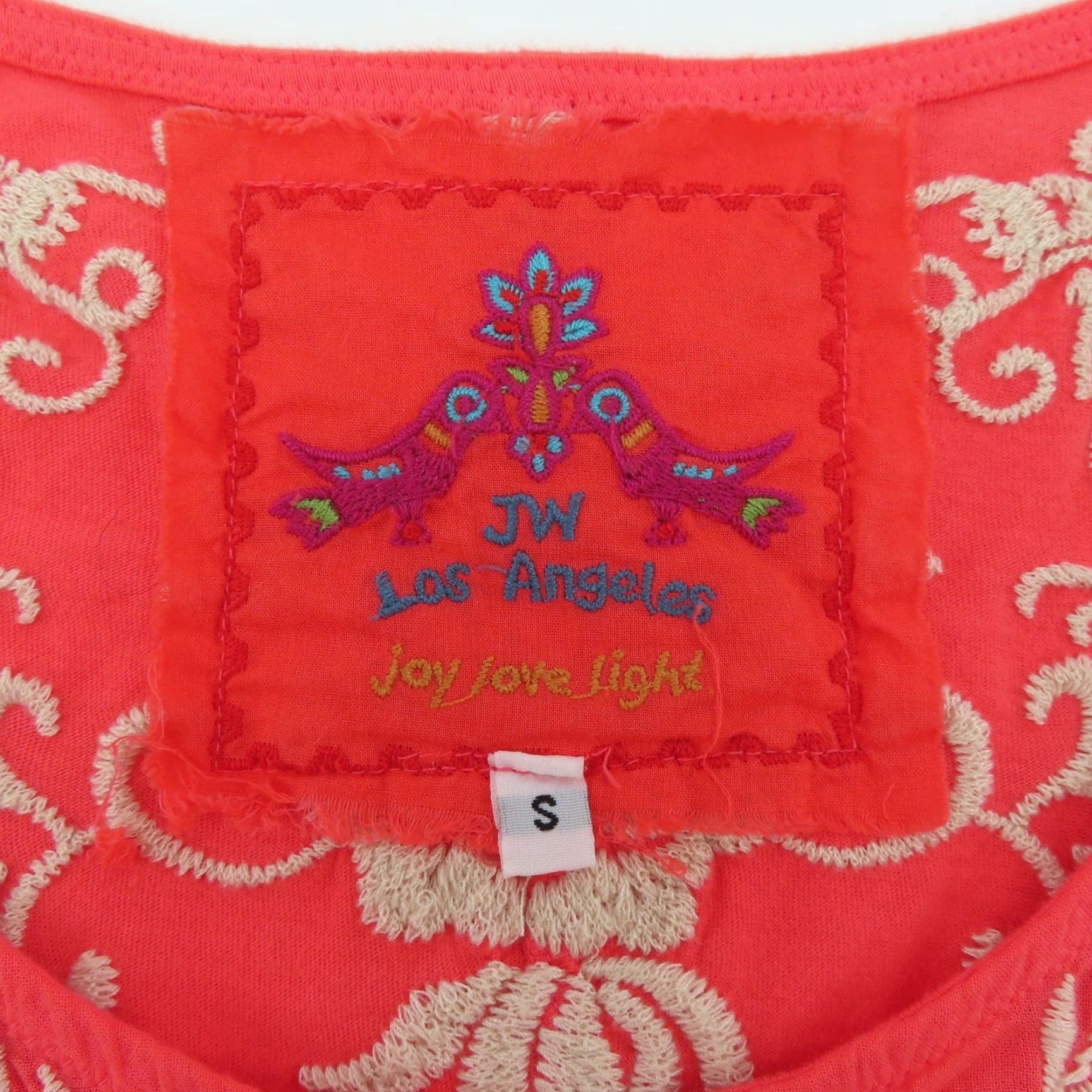 Johnny Was Johnny Was Womens Small Coral Pink Orange Embroidered Floral Tunic Shirt Top Size S / US 4 / IT 40 - 5 Thumbnail