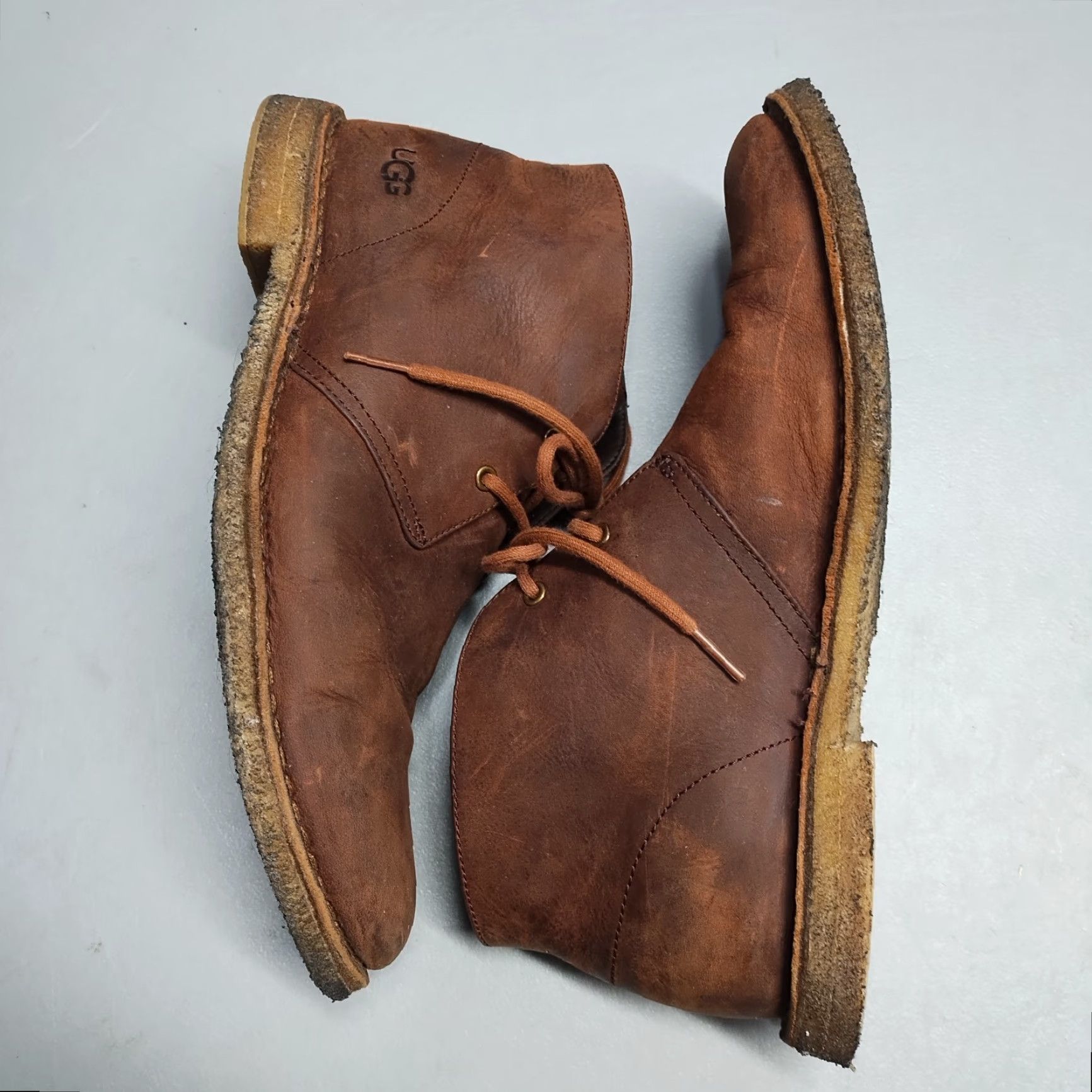 Ugg UGG Groveland Chukka Boots Mens Size 9.5 Brown Leather Cozy Lace Up 1105529 Size US 10 / EU 43 - 3 Thumbnail