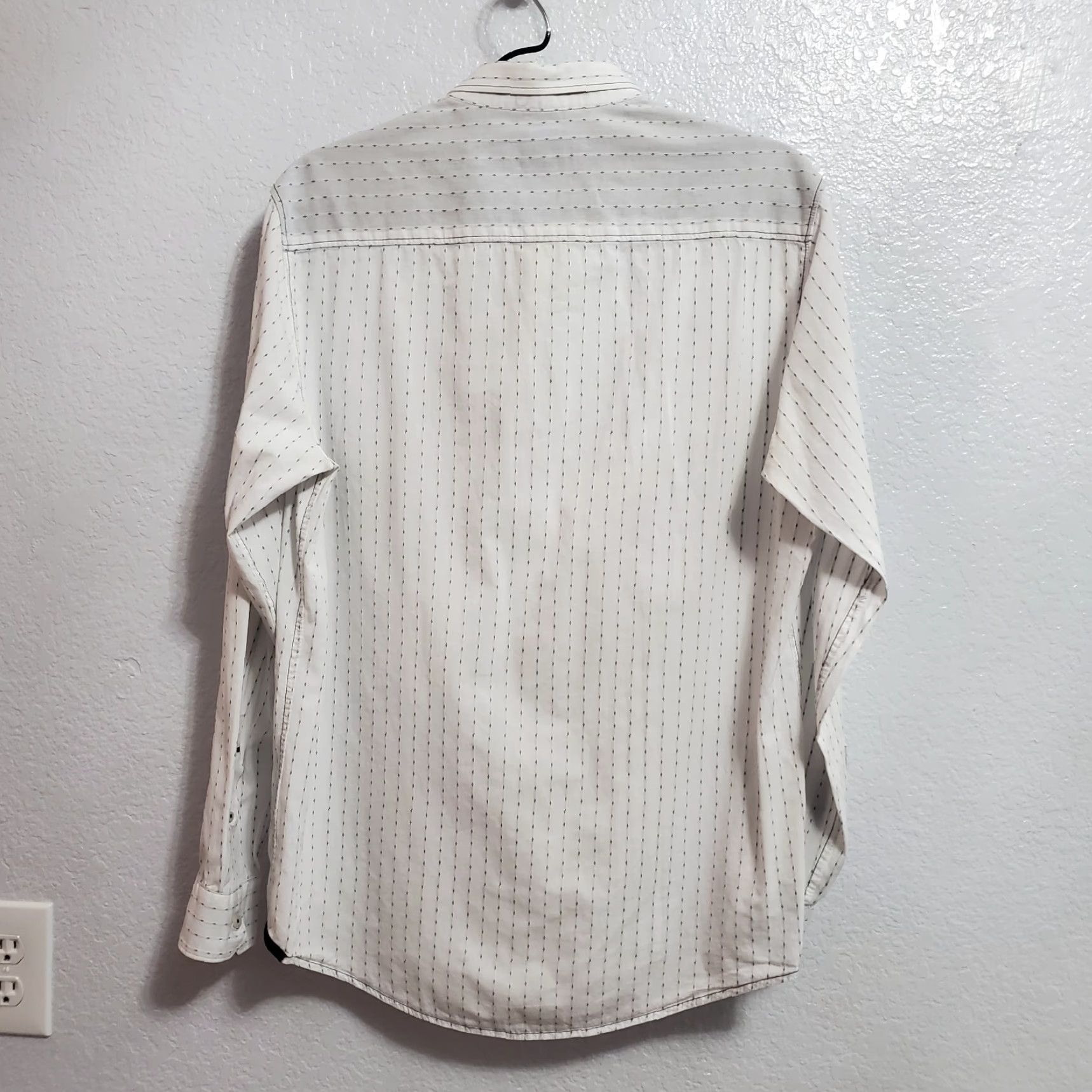 Vintage VINTAGE 7 Diamonds Shirt Men M White Striped Cotton Long Sleeve Button Up Chest Pockets Preppy Style Mens Size US M / EU 48-50 / 2 - 2 Thumbnail