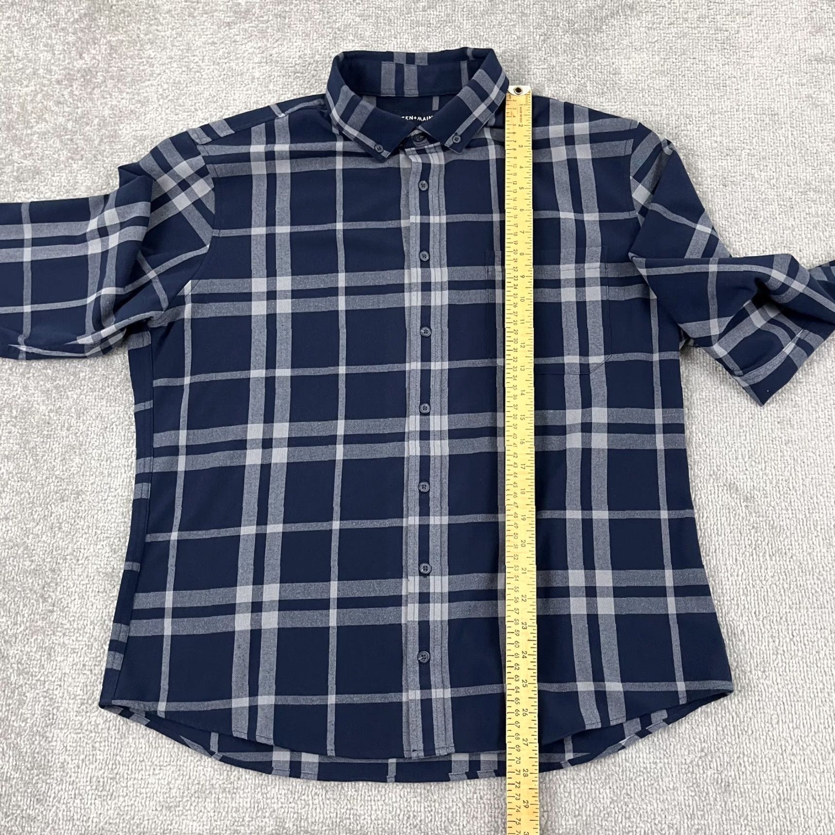 Mizzen+Main MIZZEN + MAIN Shirt Mens XL Trim Fit Blue Plaid Performance Button Down Stretch Dress Shirt Size US XL / EU 56 / 4 - 4 Thumbnail